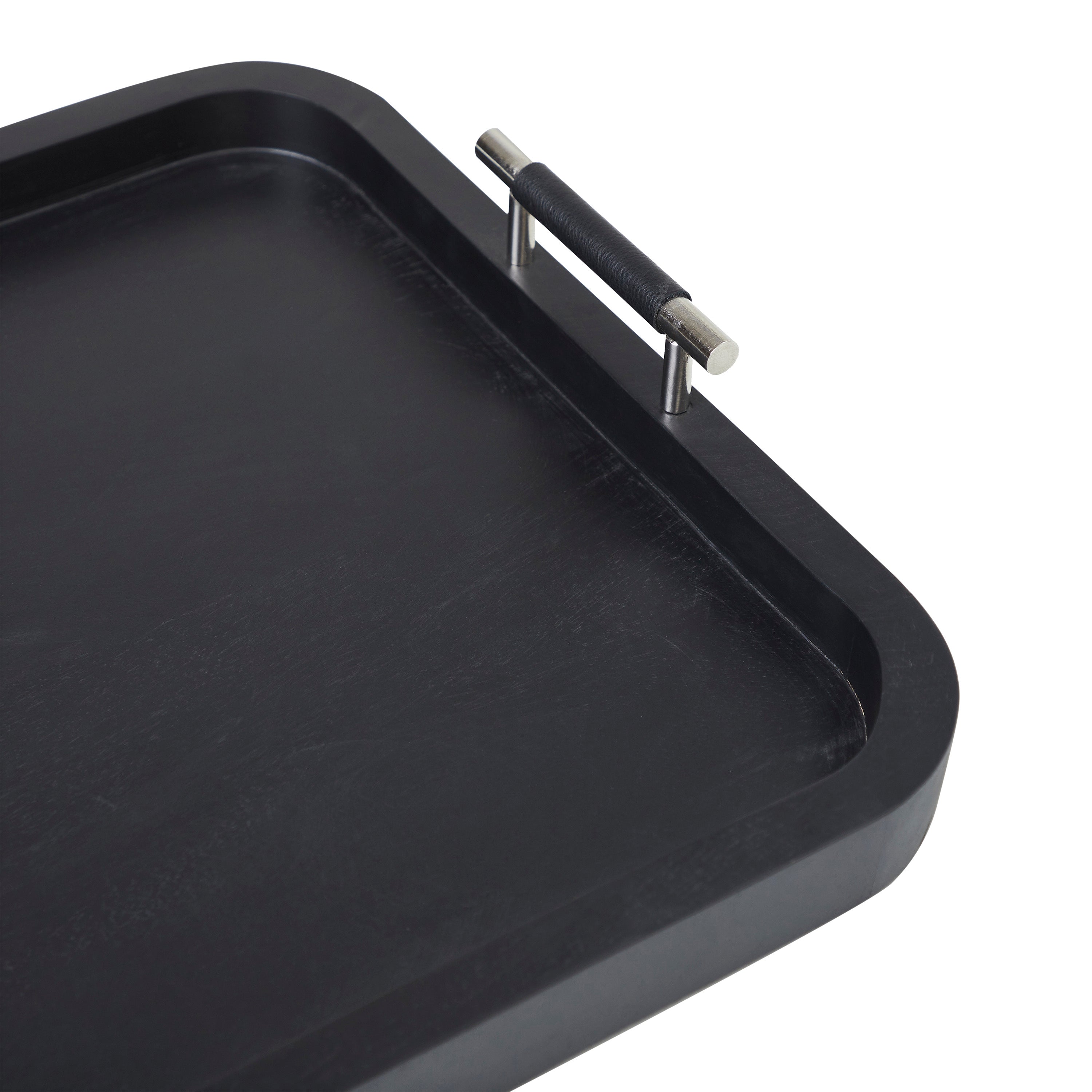 Hudson Indoor Mango Wood Tray, Black-Tray-DECOROLALA