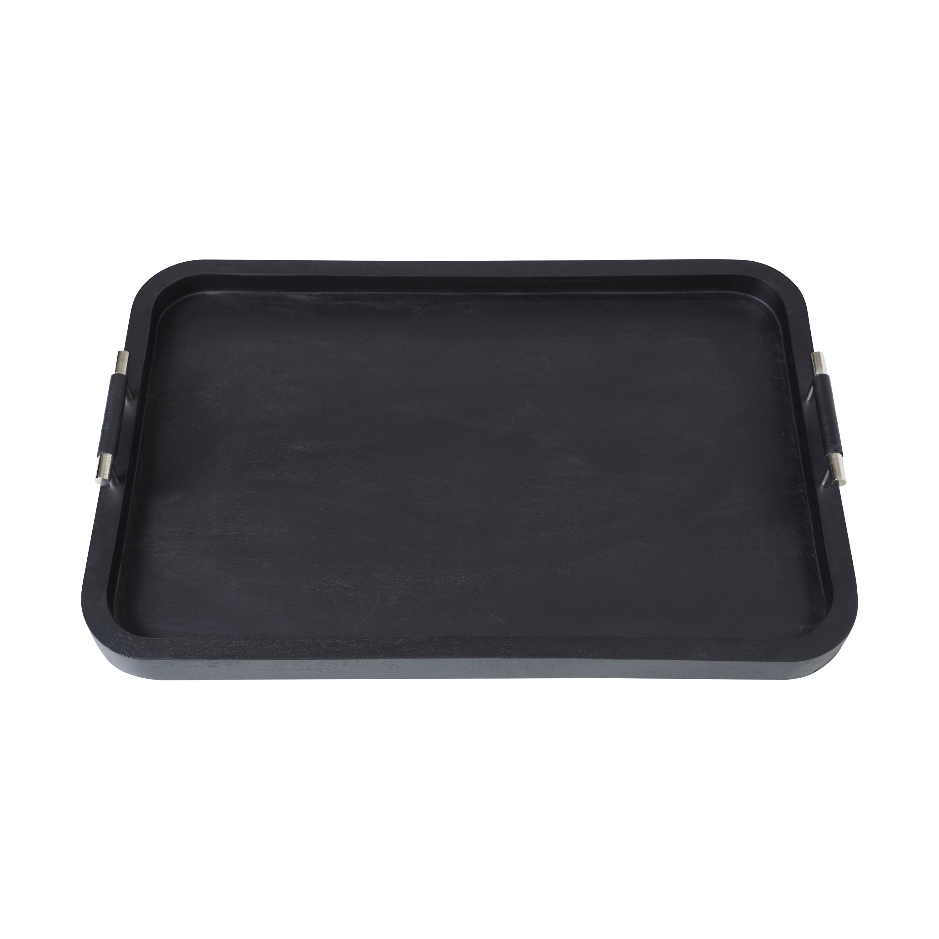 Hudson Indoor Mango Wood Tray, Black-Tray-DECOROLALA