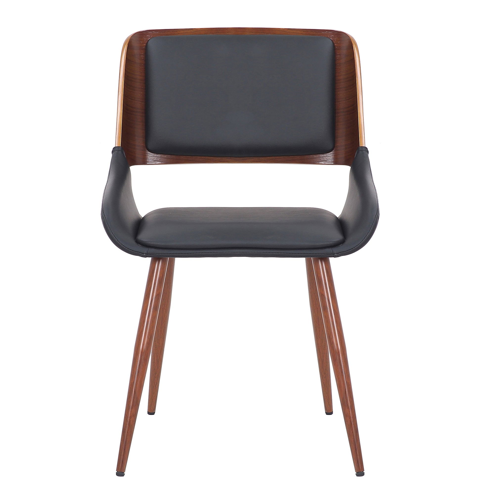 Hudson Mid-Century Modern Dining Chair - Black Faux Leather-DECOROLALA