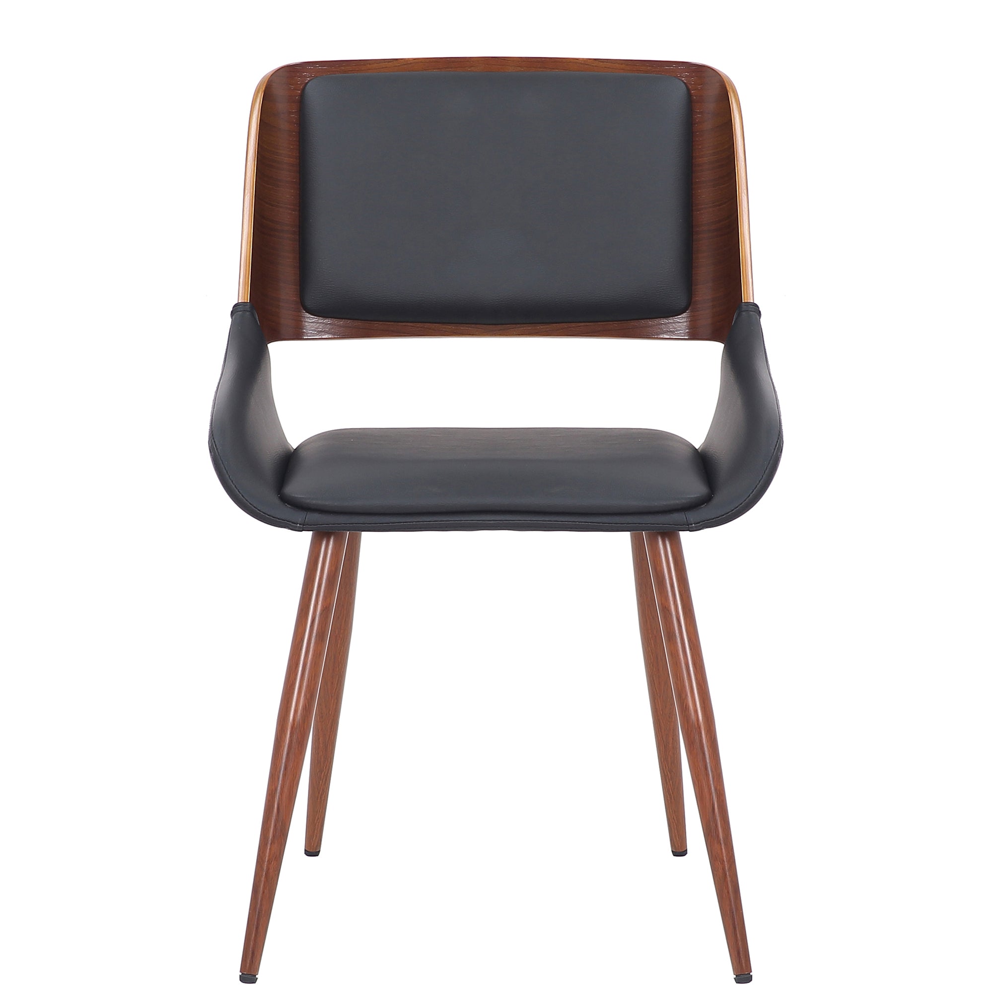 Hudson Mid-Century Modern Dining Chair - Black Faux Leather-DECOROLALA