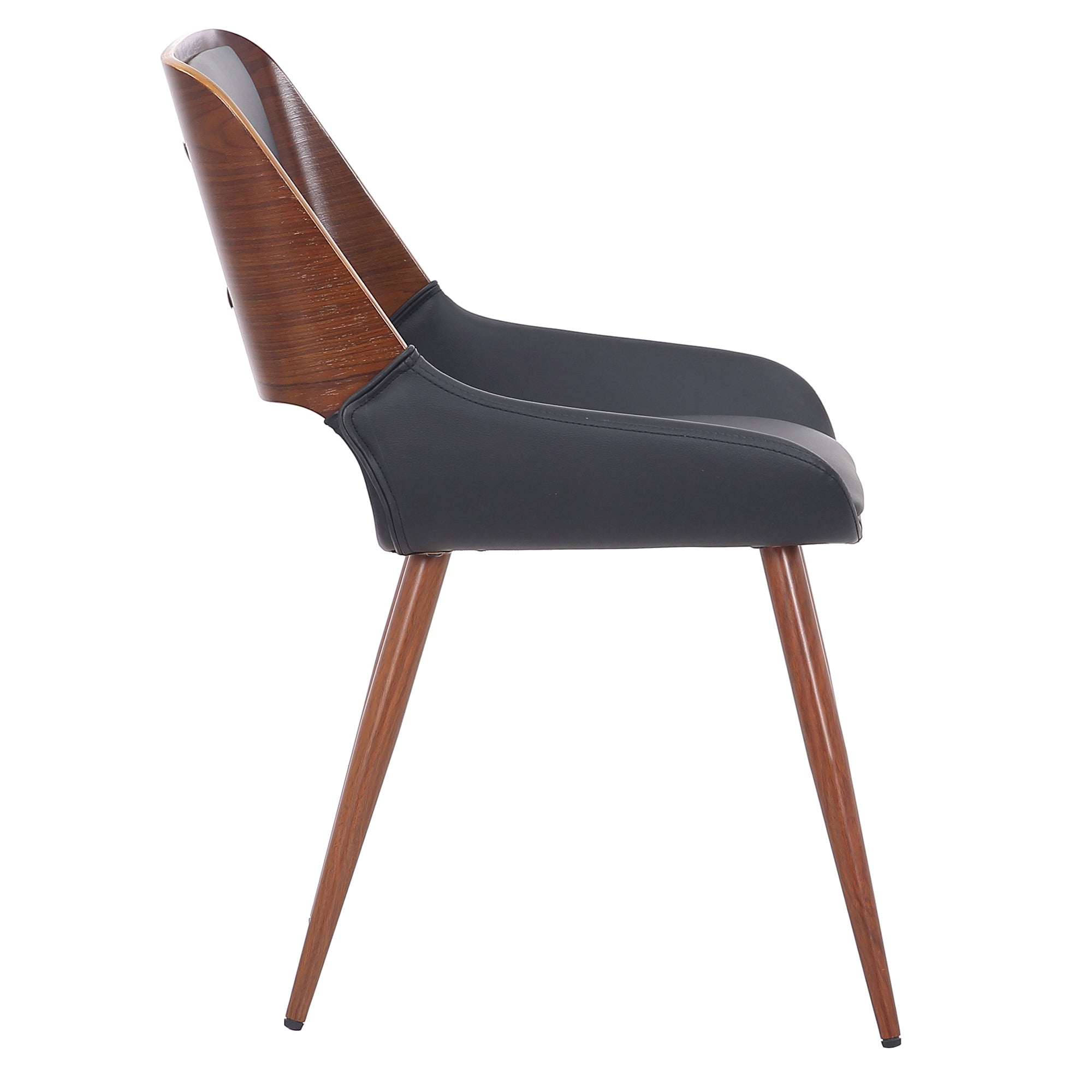 Hudson Mid-Century Modern Dining Chair - Black Faux Leather-DECOROLALA