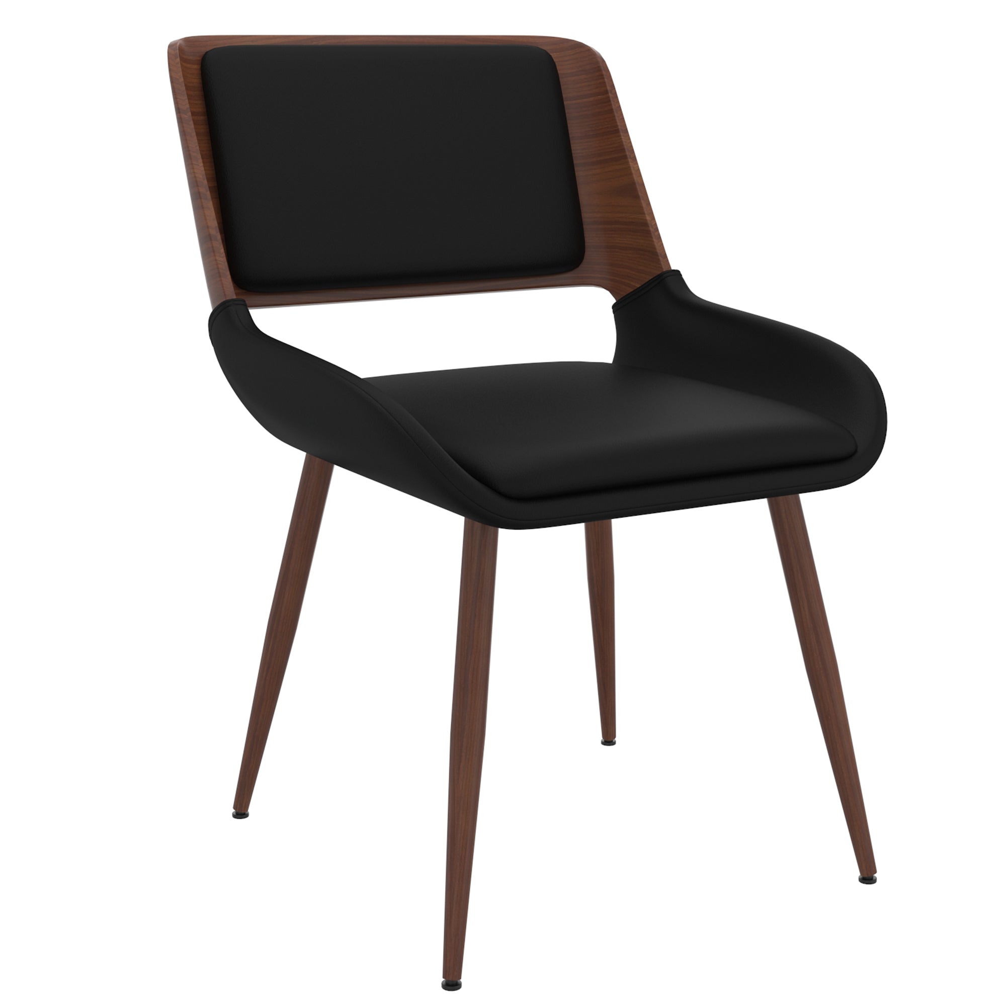 Hudson Mid-Century Modern Dining Chair - Black Faux Leather-DECOROLALA