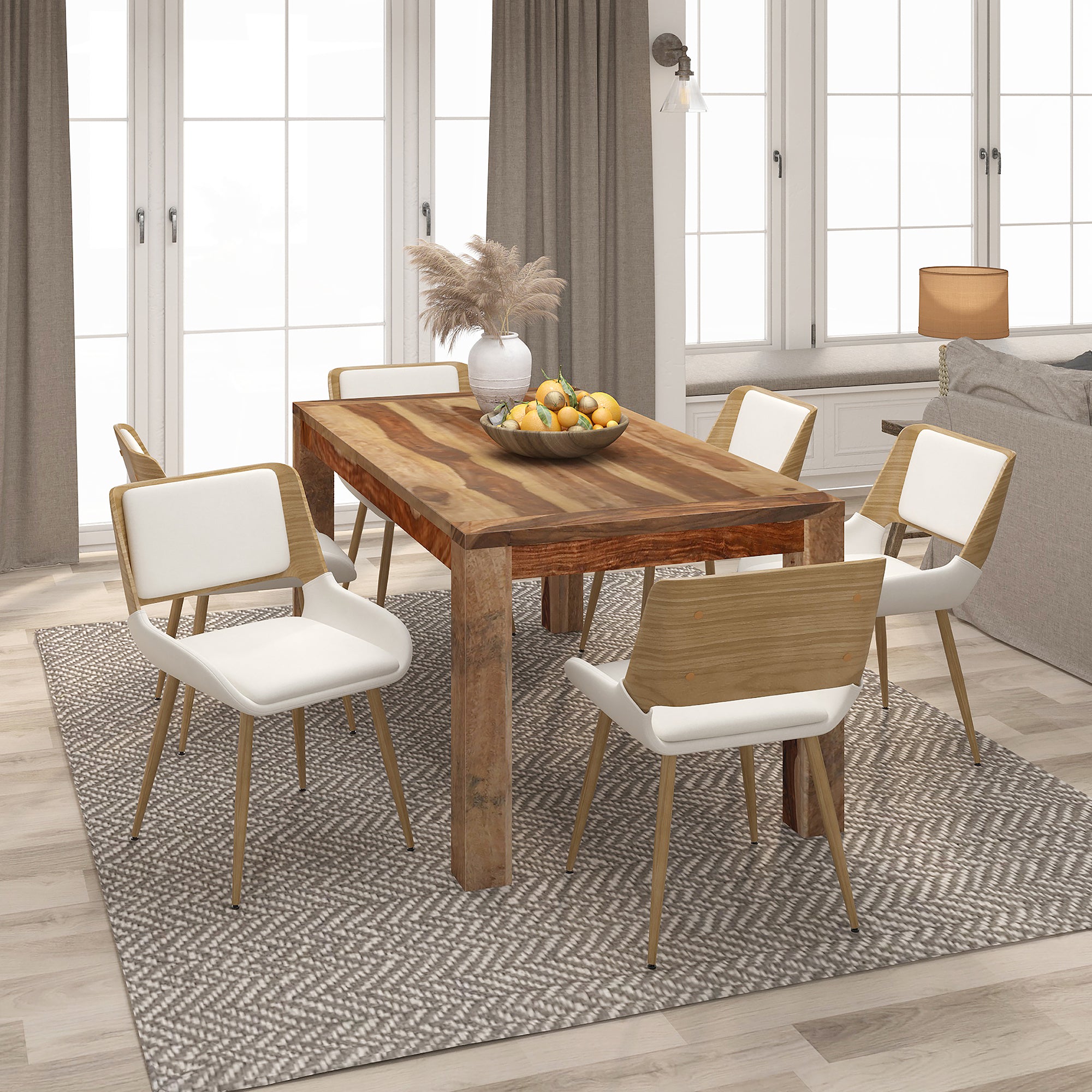 Hudson Mid-Century Modern Side Chair - Beige Fabric-DECOROLALA