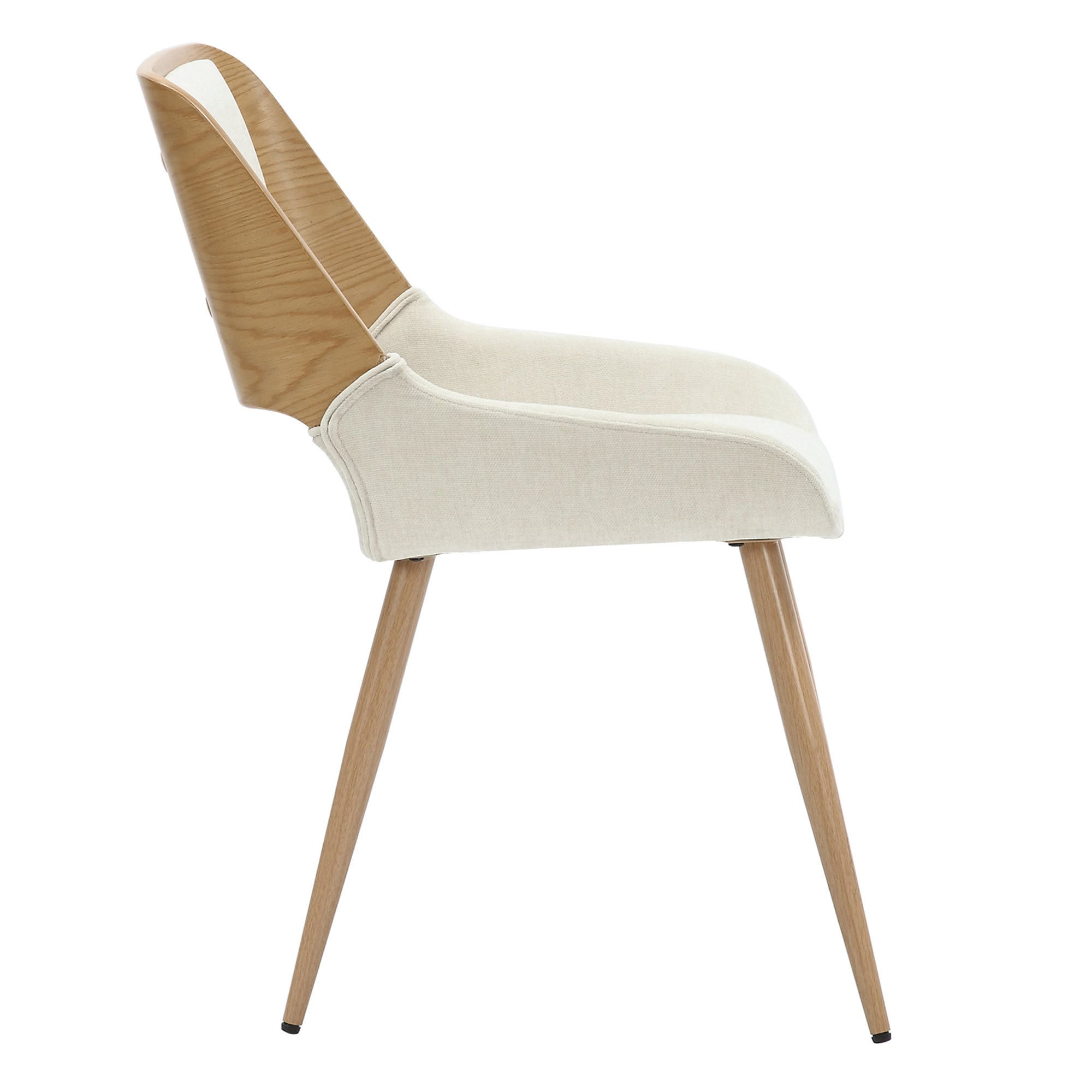 Hudson Mid-Century Modern Side Chair - Beige Fabric-DECOROLALA