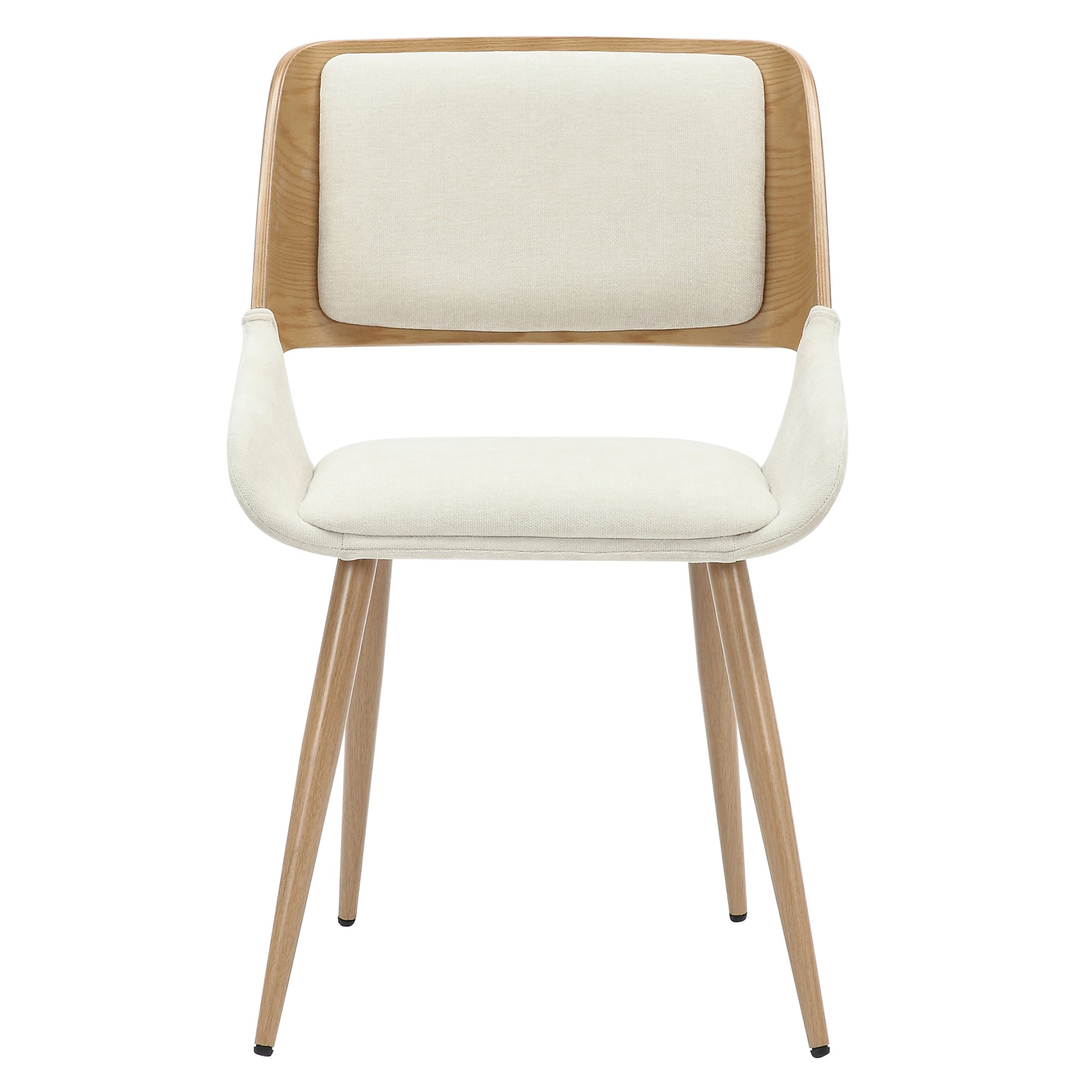 Hudson Mid-Century Modern Side Chair - Beige Fabric-DECOROLALA