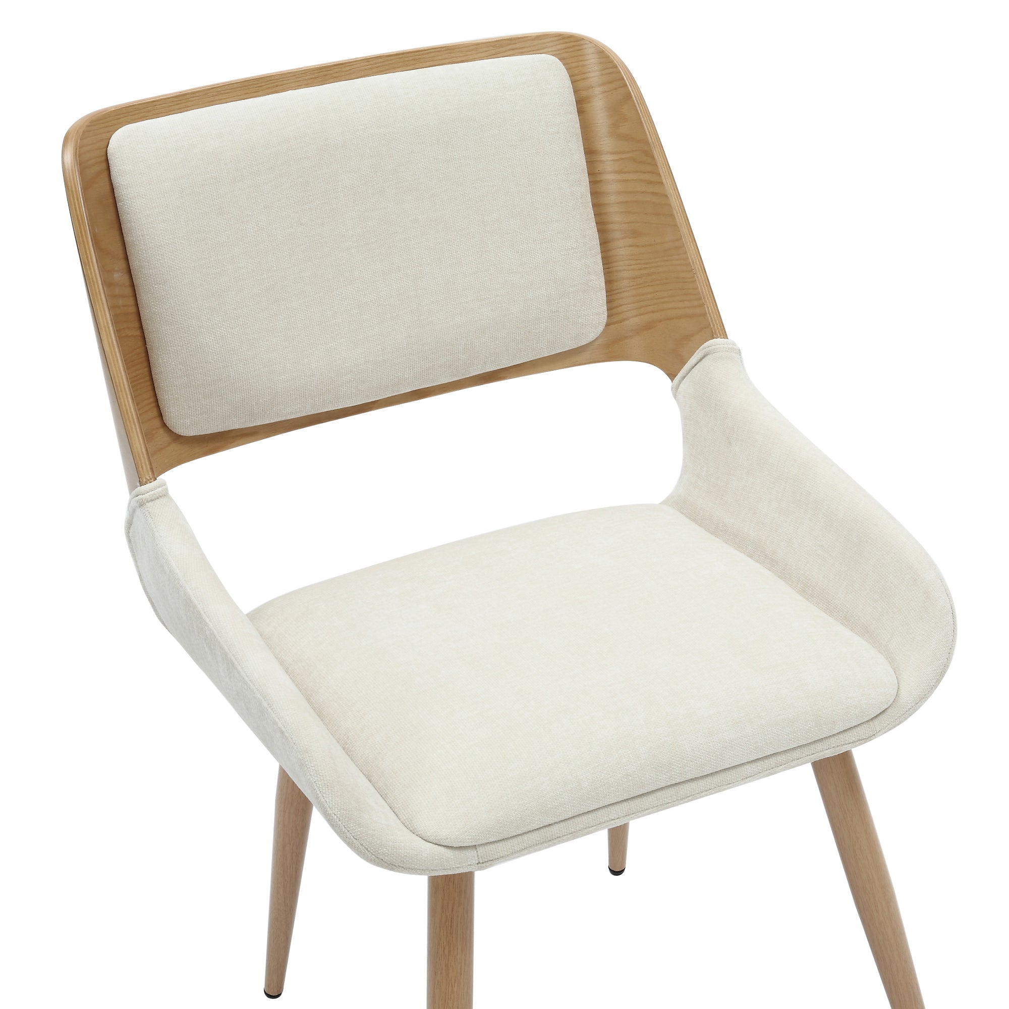 Hudson Mid-Century Modern Side Chair - Beige Fabric-DECOROLALA