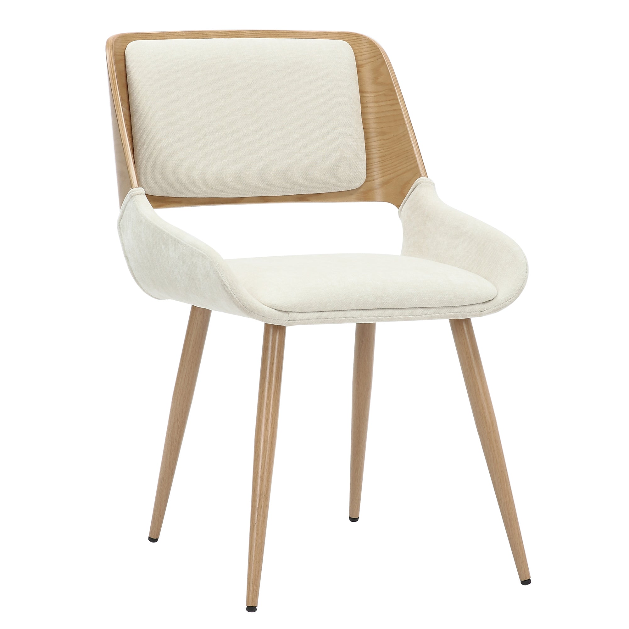 Hudson Mid-Century Modern Side Chair - Beige Fabric-DECOROLALA