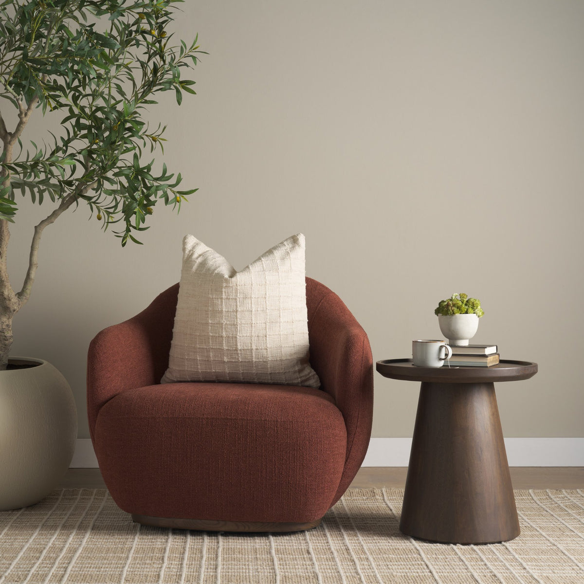 Hudson Mustard Fabric Upholstered Swivel Chair-Accent Chairs-DECOROLALA