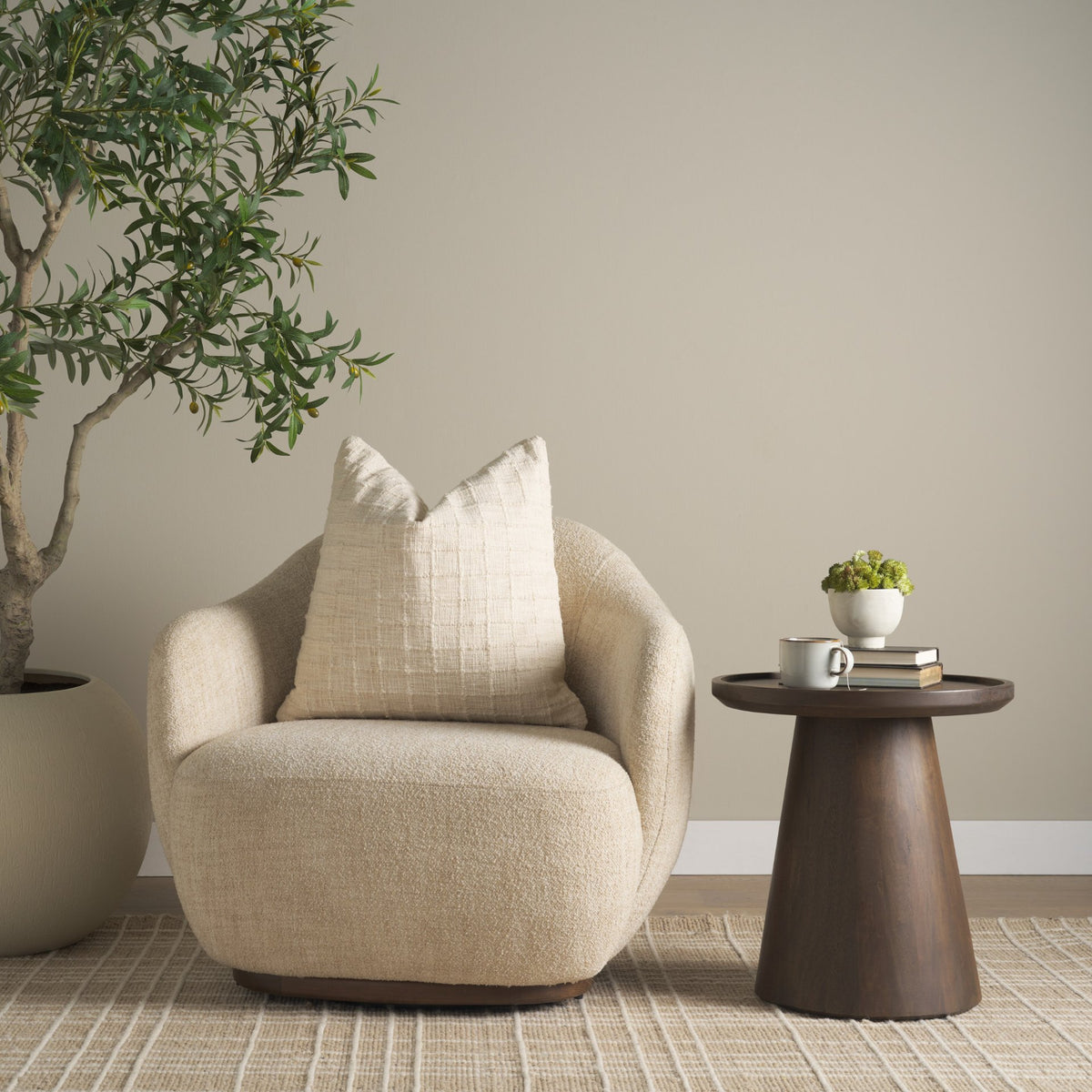 Hudson Mustard Fabric Upholstered Swivel Chair-Accent Chairs-DECOROLALA