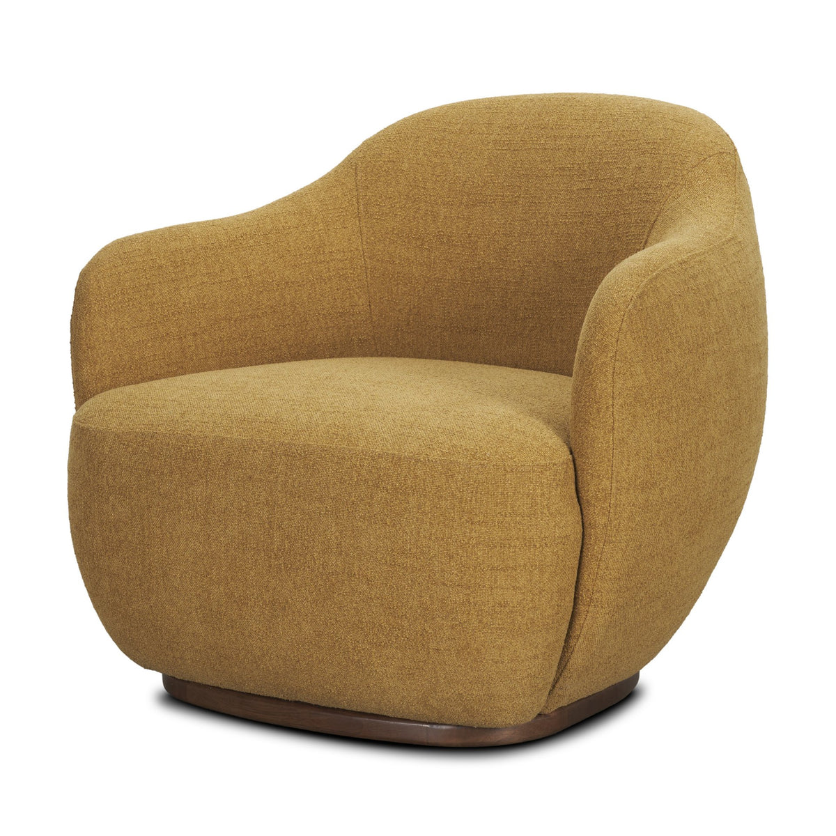 Hudson Mustard Fabric Upholstered Swivel Chair-Accent Chairs-DECOROLALA