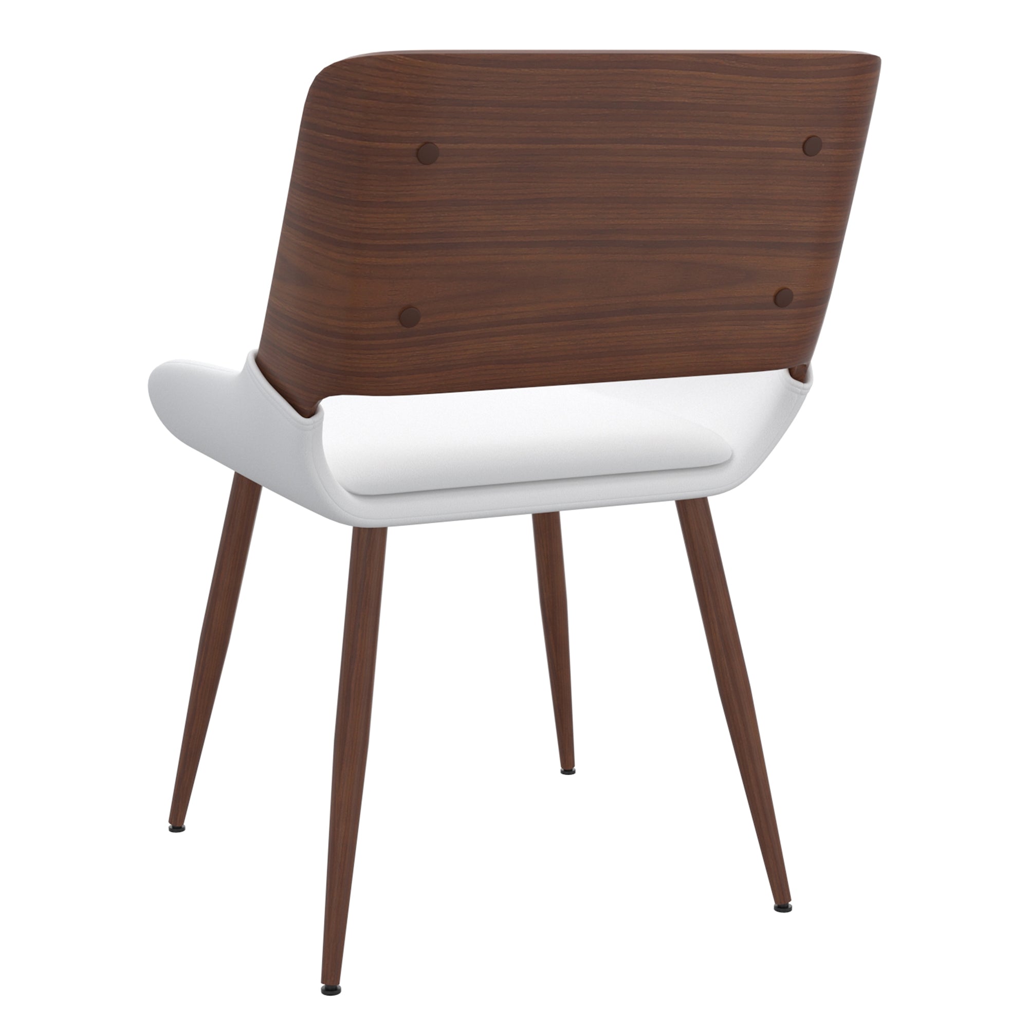 Hudson Side Dining Chair - White Faux Leather Walnut Frame-DECOROLALA