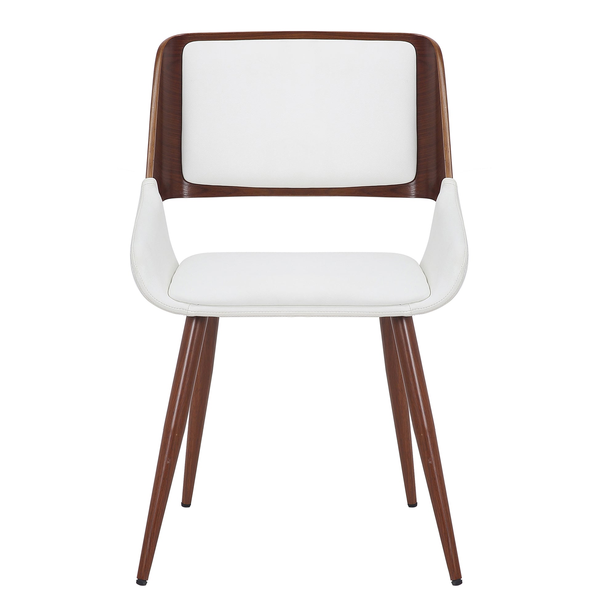 Hudson Side Dining Chair - White Faux Leather Walnut Frame-DECOROLALA