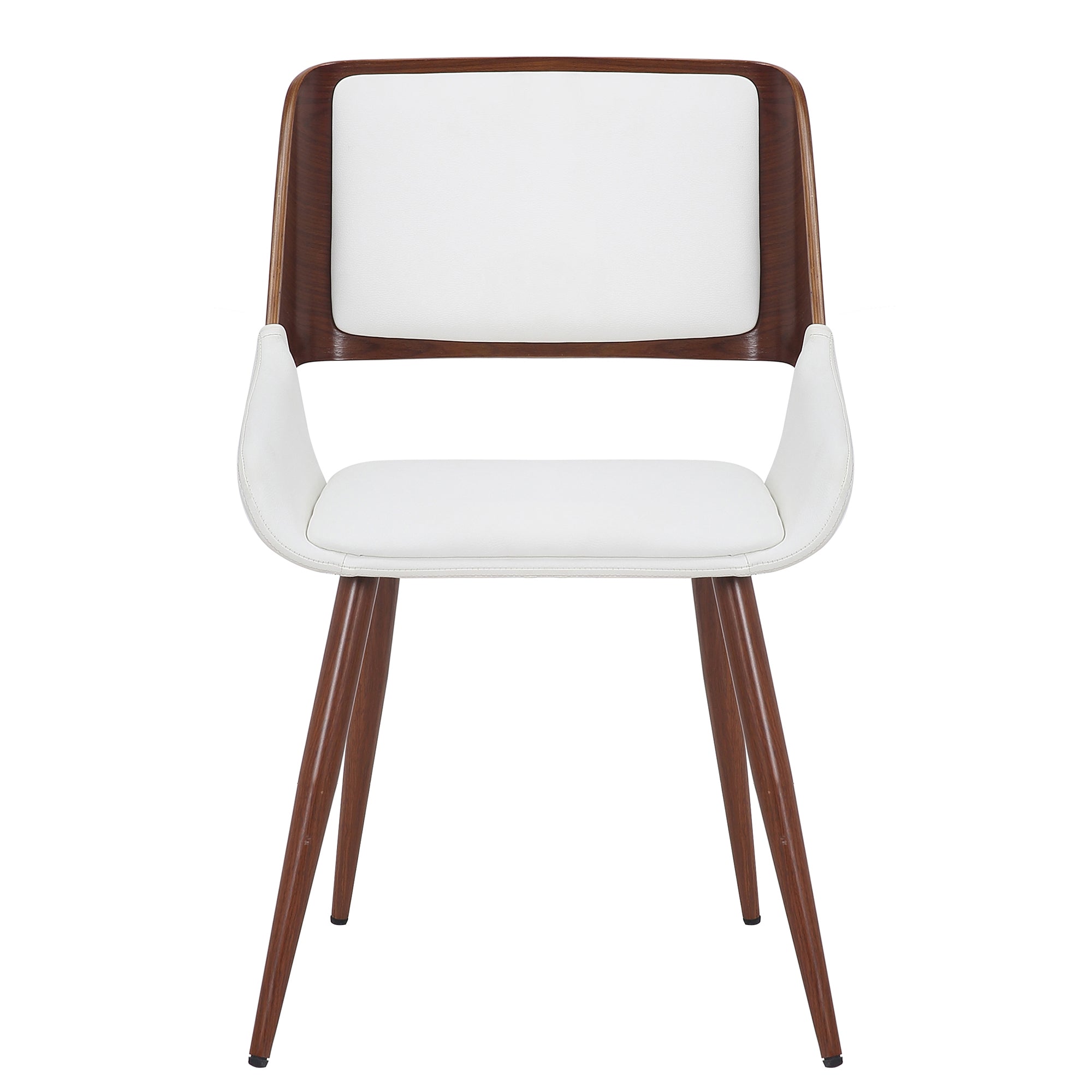 Hudson Side Dining Chair - White Faux Leather Walnut Frame-DECOROLALA