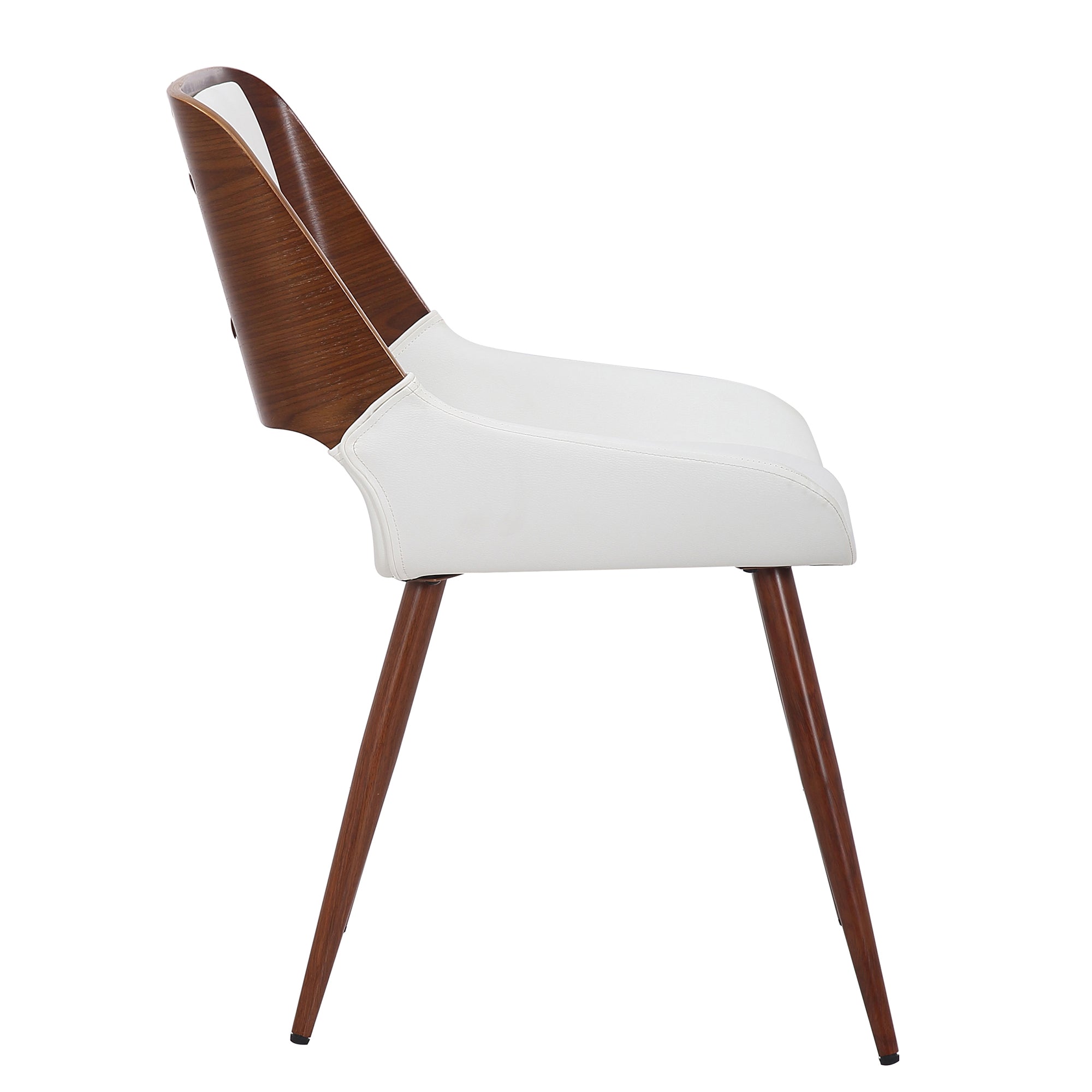 Hudson Side Dining Chair - White Faux Leather Walnut Frame-DECOROLALA