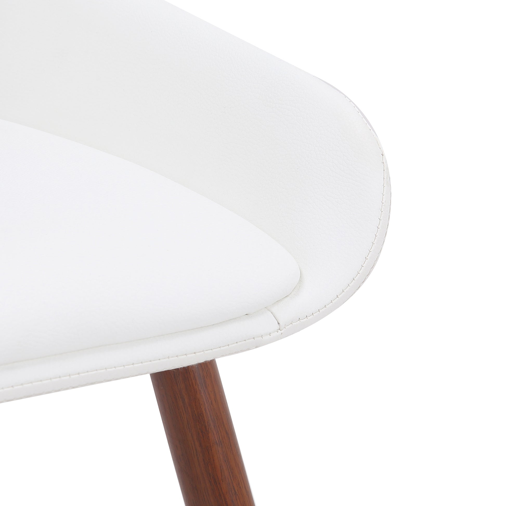 Hudson Side Dining Chair - White Faux Leather Walnut Frame-DECOROLALA