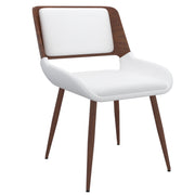 Hudson Side Dining Chair - White Faux Leather Walnut Frame-DECOROLALA
