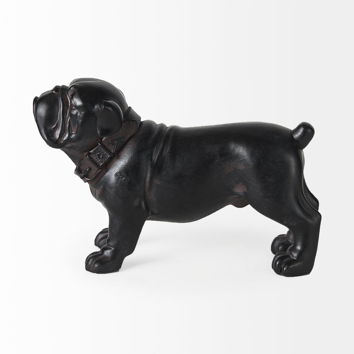 Hugo Bulldog Resin Figurine - Black 5"L x 13"W-Objects-DECOROLALA