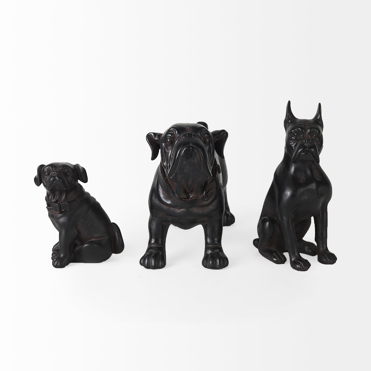 Hugo Bulldog Resin Figurine - Black 5"L x 13"W-Objects-DECOROLALA