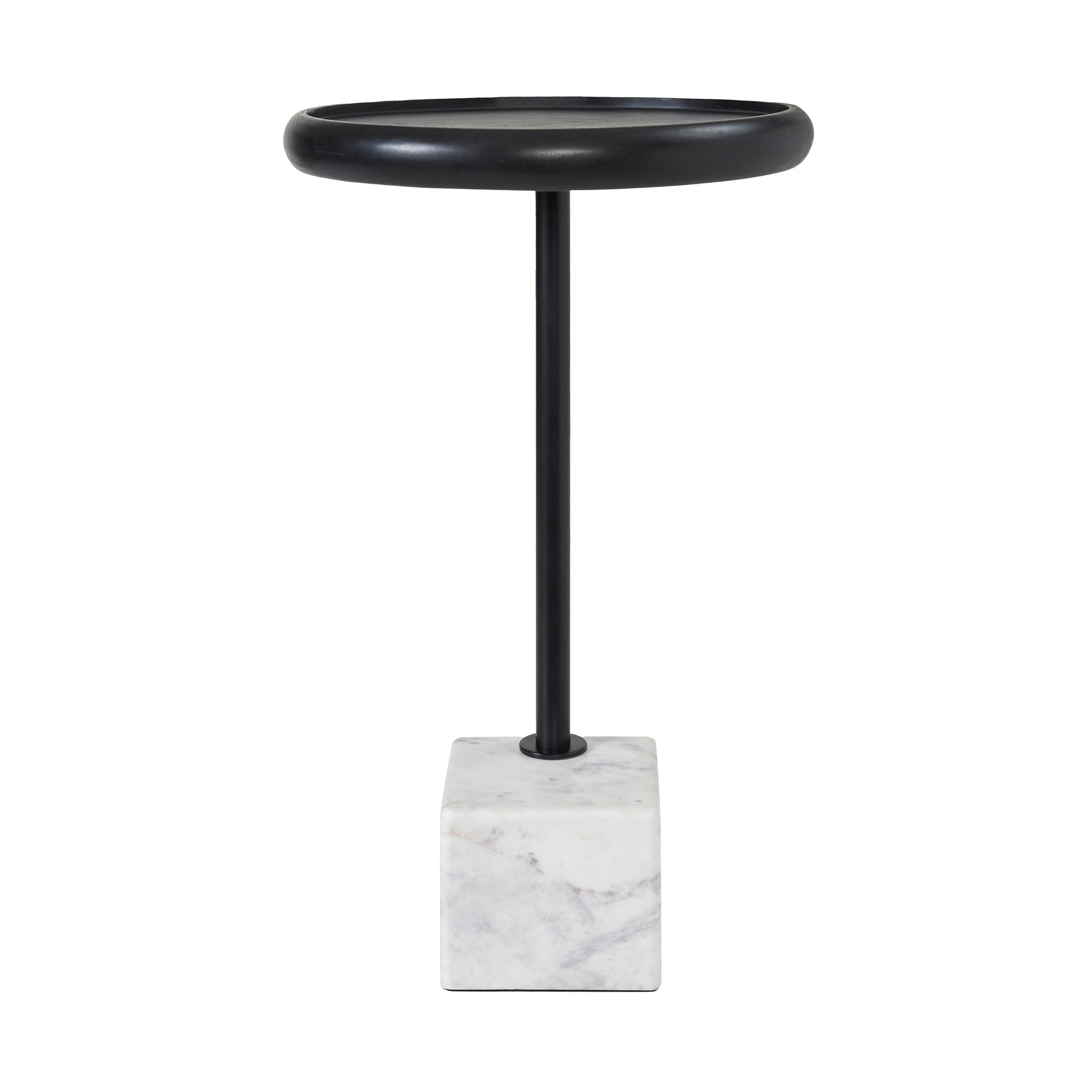 Hull Indoor Banswara Marble Side Table, White-End Table-DECOROLALA
