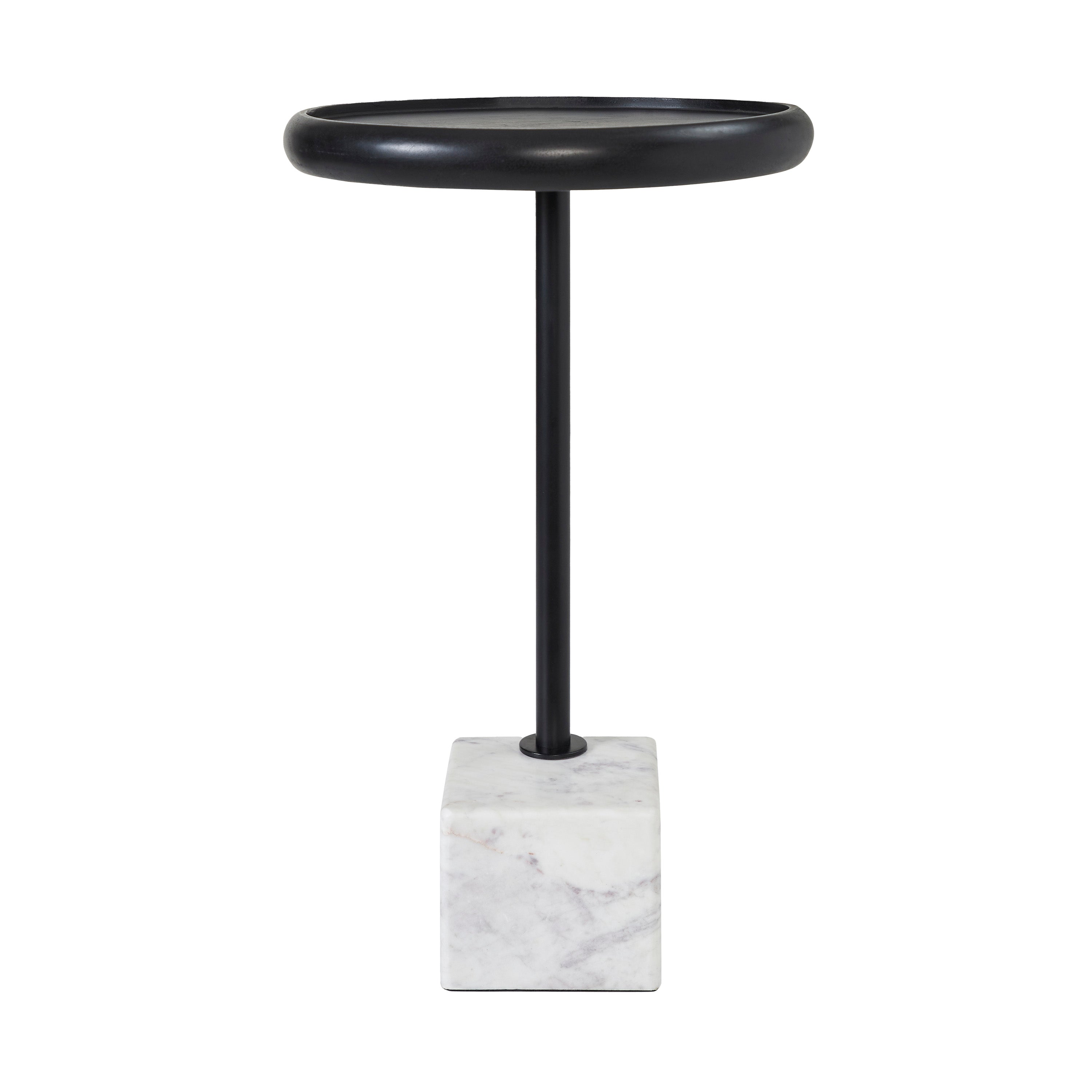 Hull Indoor Banswara Marble Side Table, White-End Table-DECOROLALA