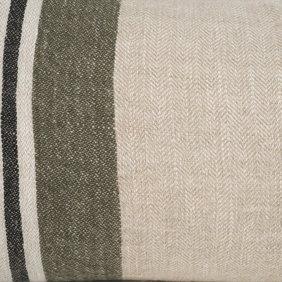 Hunter Lumbar Pillow - Oatmeal & Green Stripe (min order qty 2)-Decorative Pillows-DECOROLALA