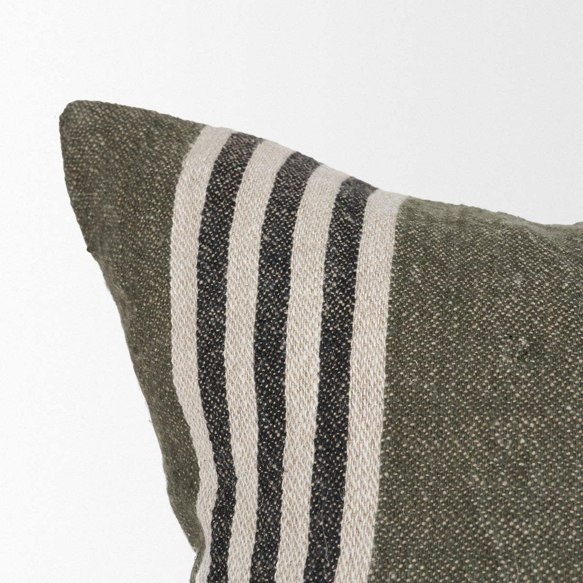 Hunter Oatmeal & Green Stripe Pillow Cover (min order qty 2)-Decorative Pillows-DECOROLALA