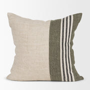 Hunter Square Oatmeal & Green Stripe Down Pillow (min order qty 2)-Decorative Pillows-DECOROLALA