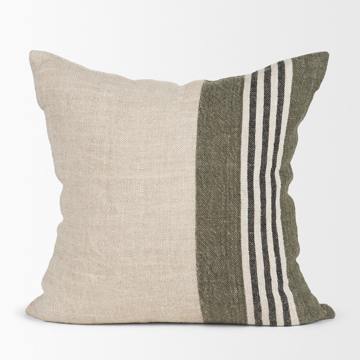 Hunter Oatmeal & Green Stripe Pillow (min order qty 2)-Decorative Pillows-DECOROLALA