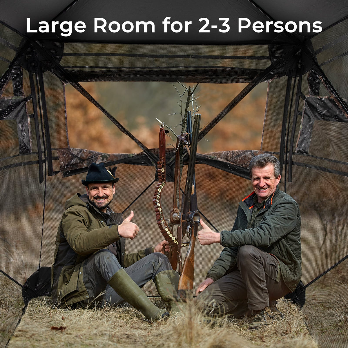 Hunting Blind 360 Degree One-Way See-Through Ground Blind for 2-3 Person-Tents-DECOROLALA