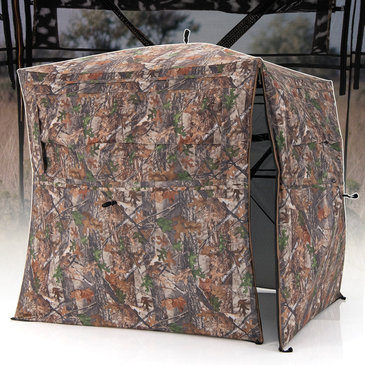 Hunting Blind 360 Degree One-Way See-Through Ground Blind for 2-3 Person-Tents-DECOROLALA