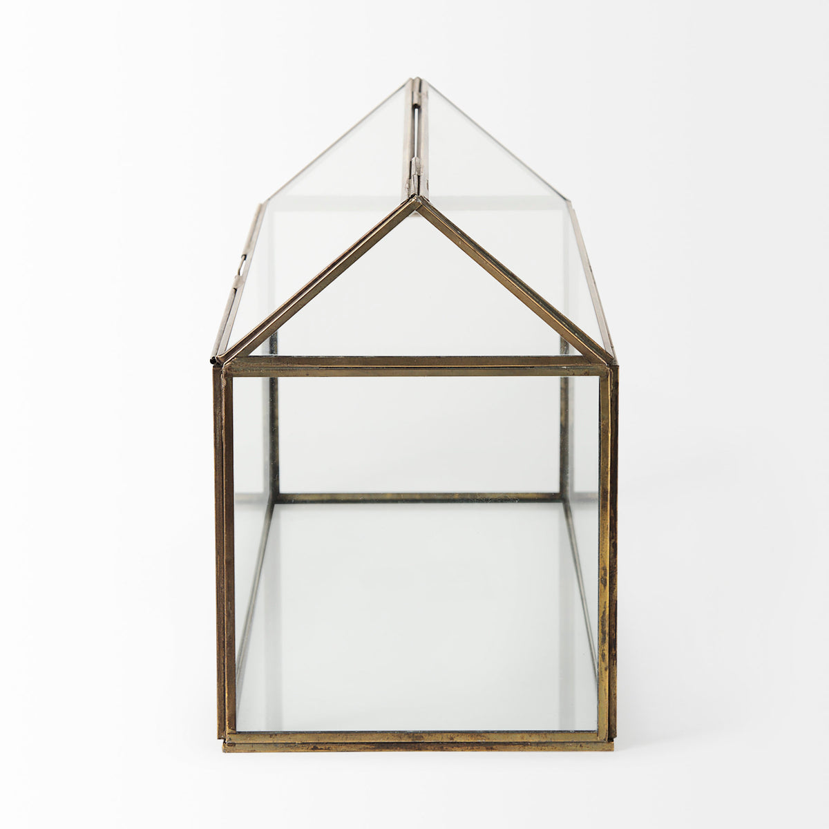 Hutt House-Shaped Gold Glass Terrarium Box - 16" x 6" x 9"-Boxes-DECOROLALA
