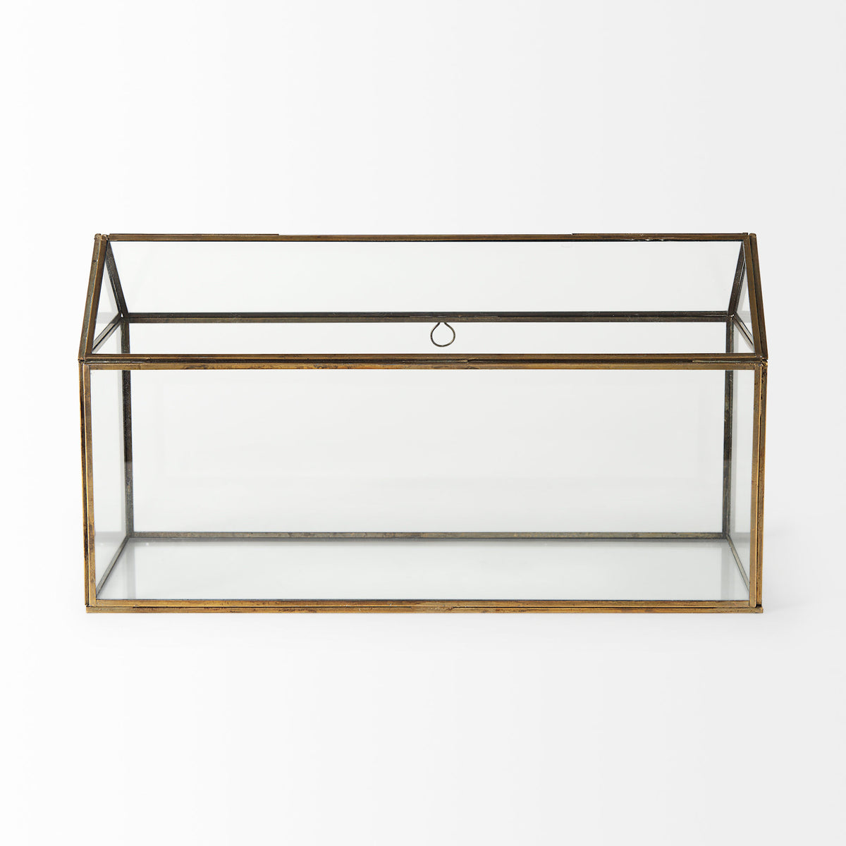 Hutt House-Shaped Gold Glass Terrarium Box - 16" x 6" x 9"-Boxes-DECOROLALA