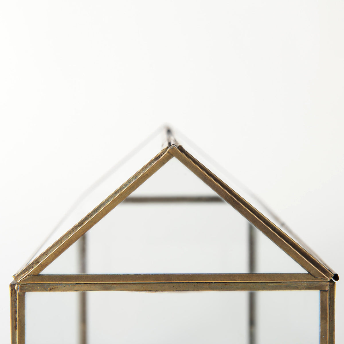 Hutt House-Shaped Gold Glass Terrarium Box - 16" x 6" x 9"-Boxes-DECOROLALA