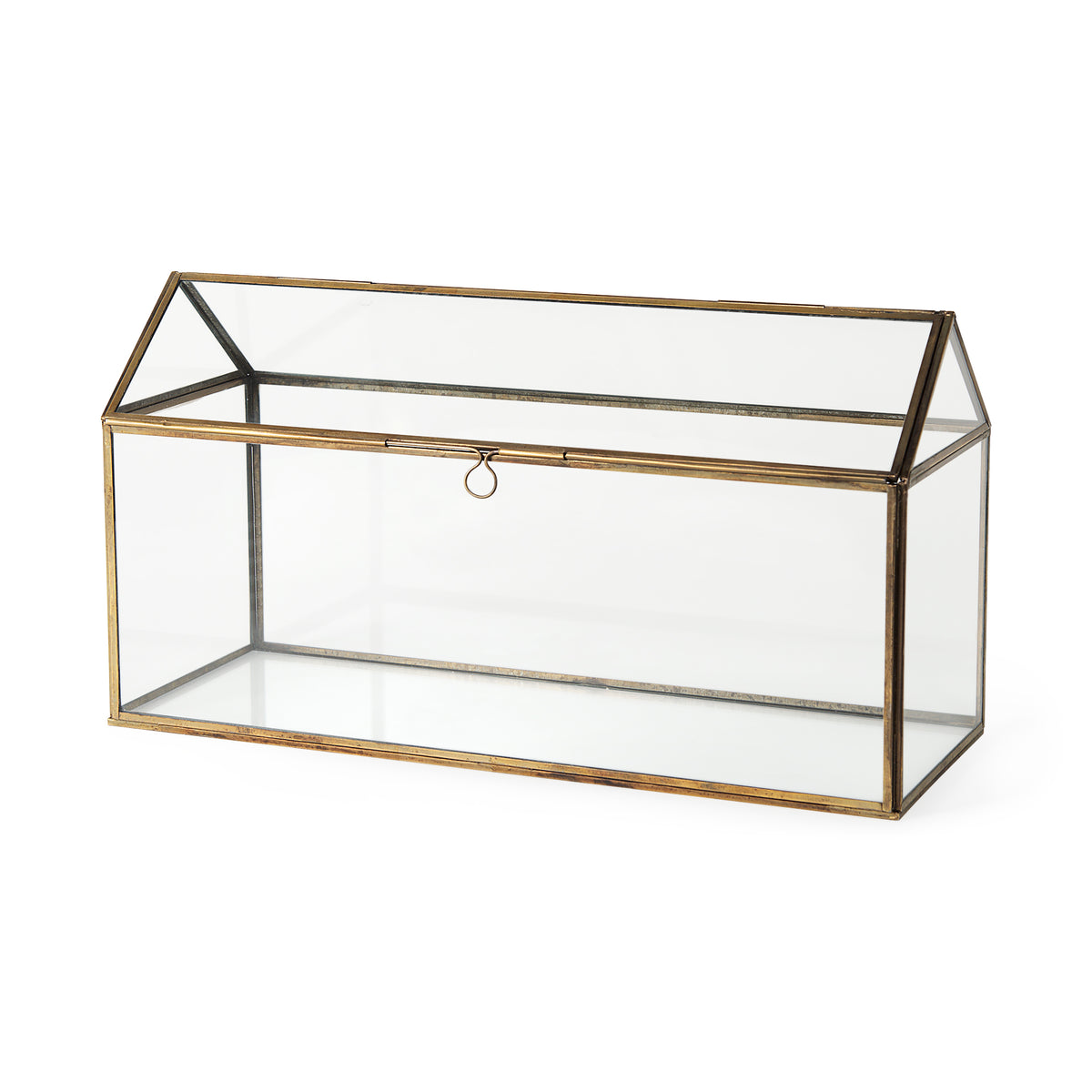 Hutt 16L x 6W x 9H Gold Glass Terrarium Box-Boxes-DECOROLALA