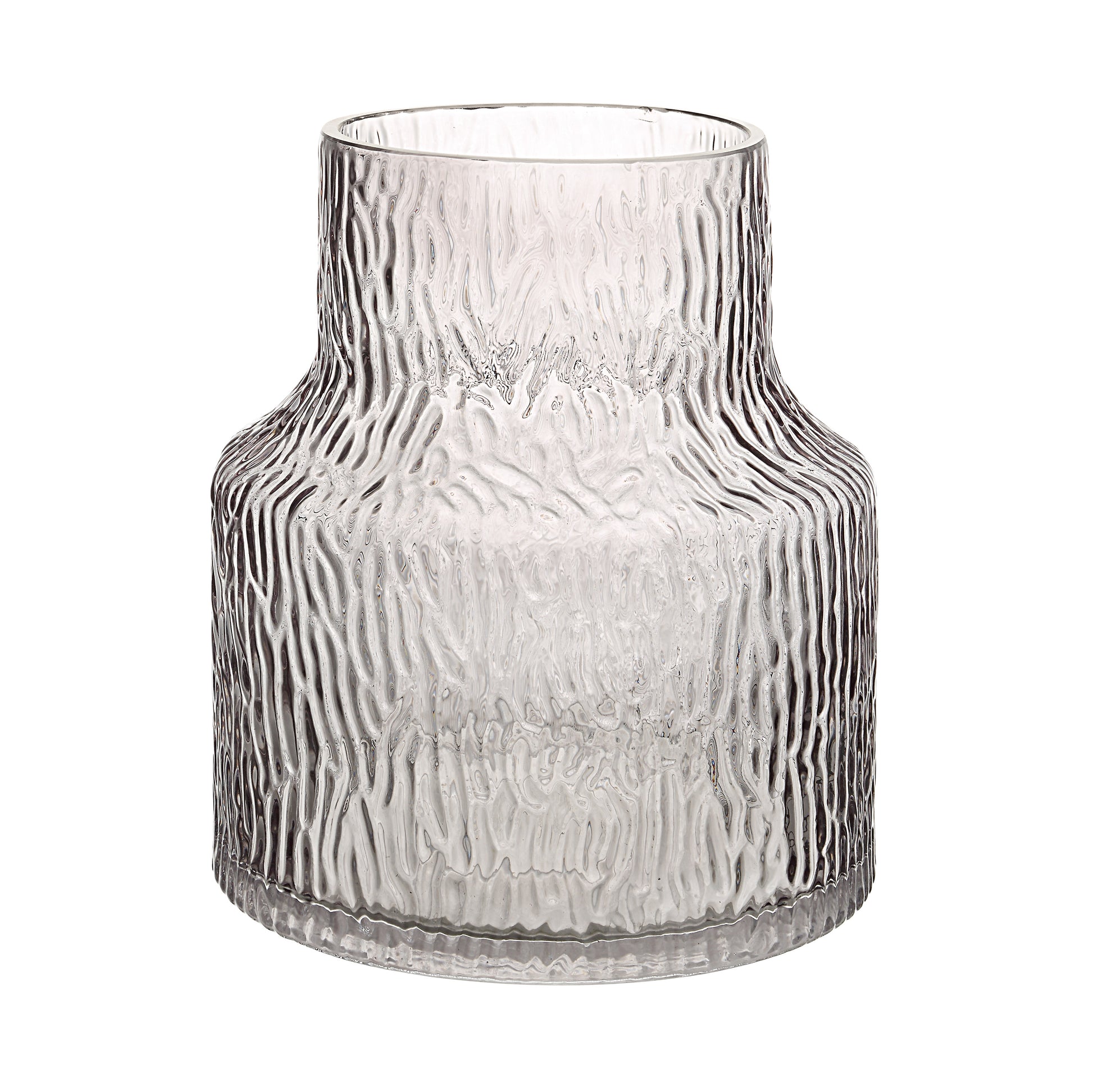 Hyacinth Indoor Mouth Blown Glass Glass Vase, Grey Texture-Glass Vase-DECOROLALA