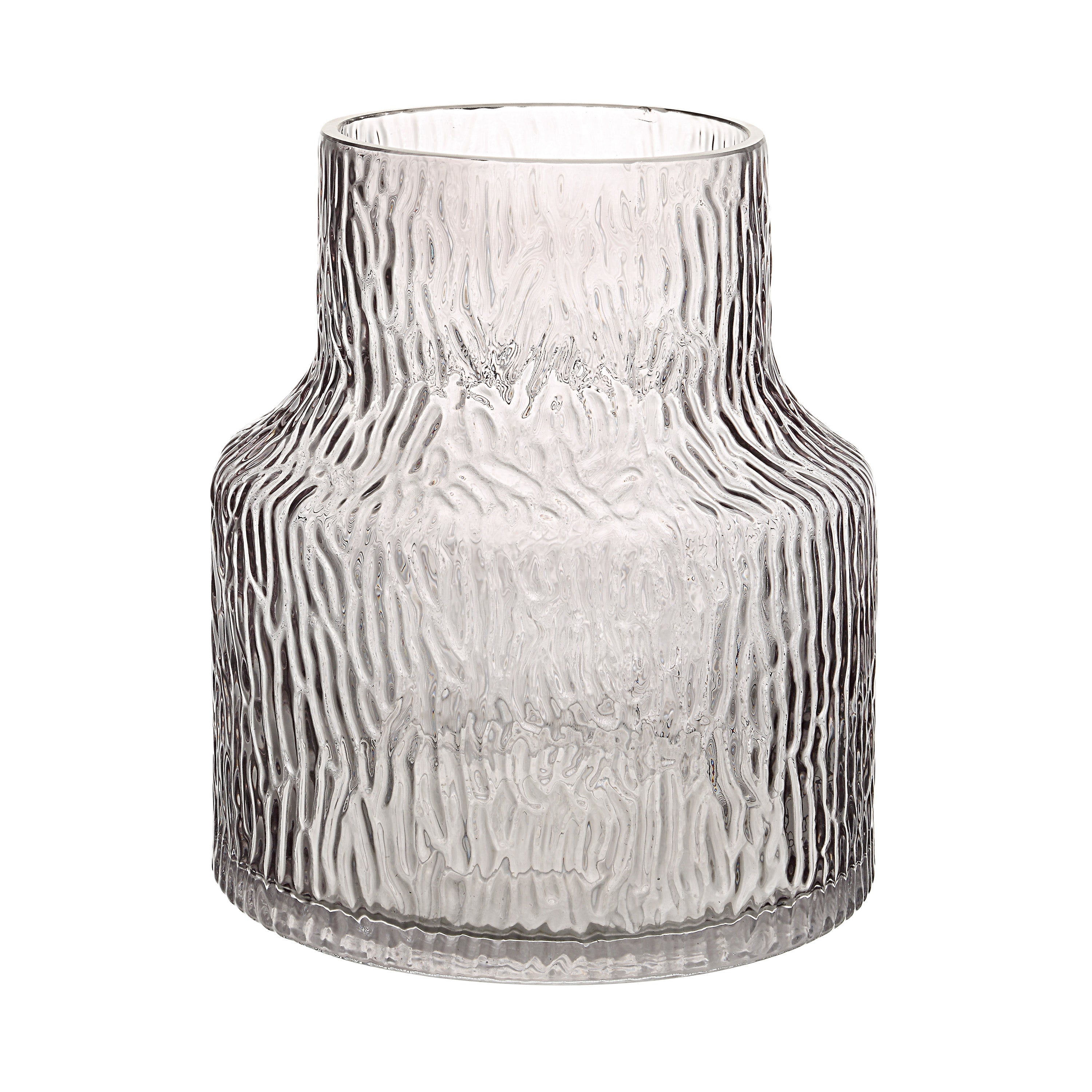Hyacinth Indoor Mouth Blown Glass Glass Vase, Grey Texture-Glass Vase-DECOROLALA