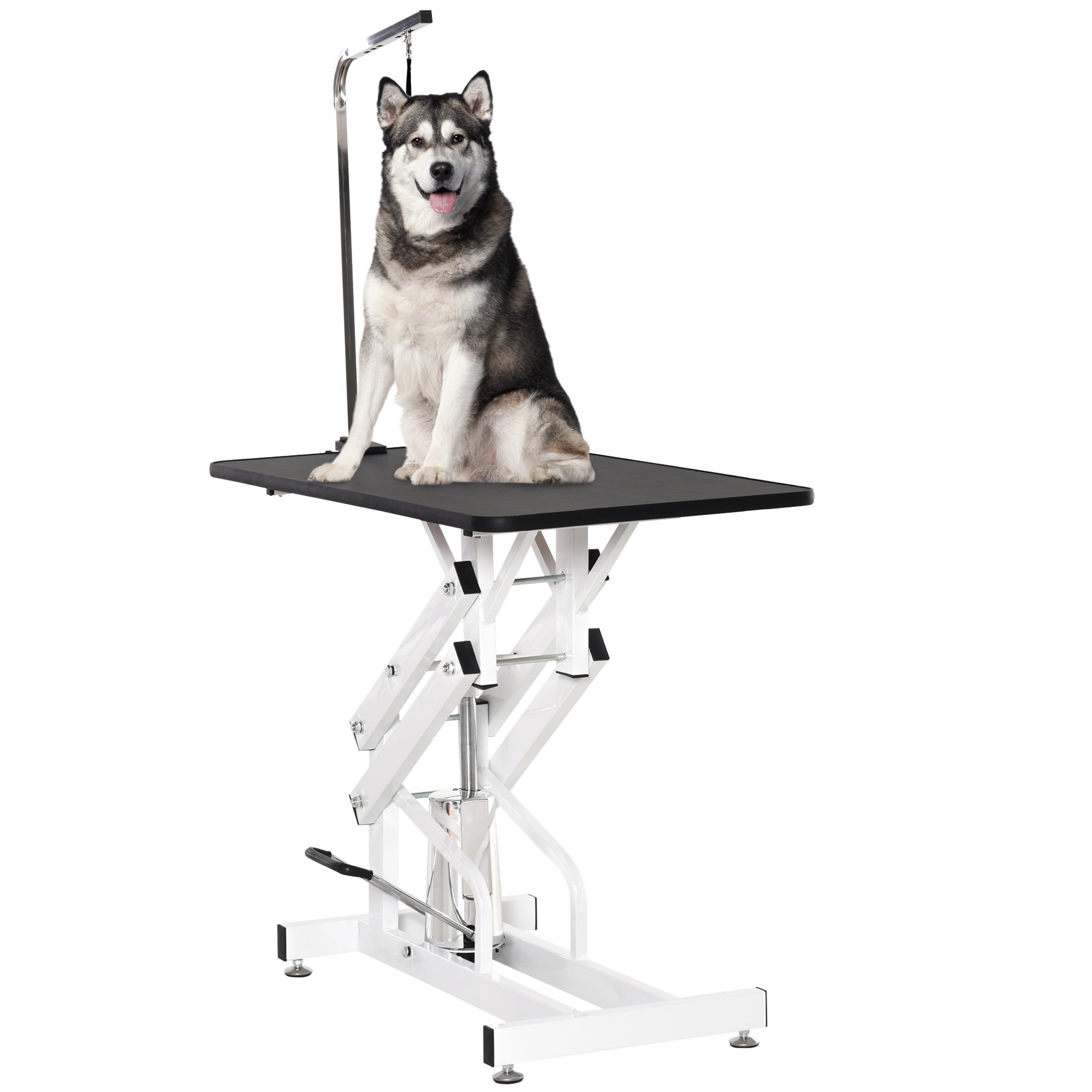 Hydraulic Pet Grooming Table - Adjustable Z-Frame Black 42.5"-Dogs-DECOROLALA