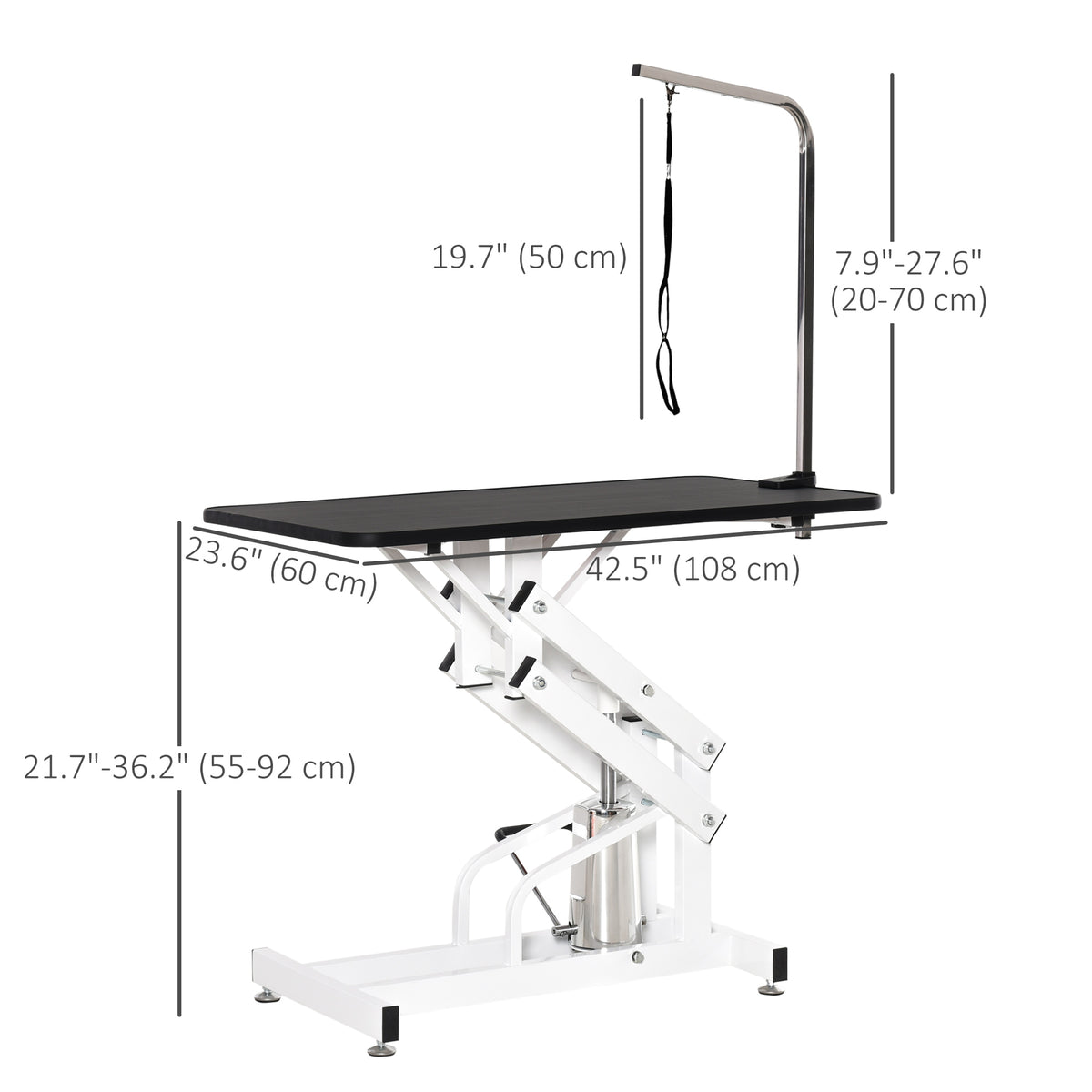 Hydraulic Pet Grooming Table - Adjustable Z-Frame Black 42.5"-Dogs-DECOROLALA