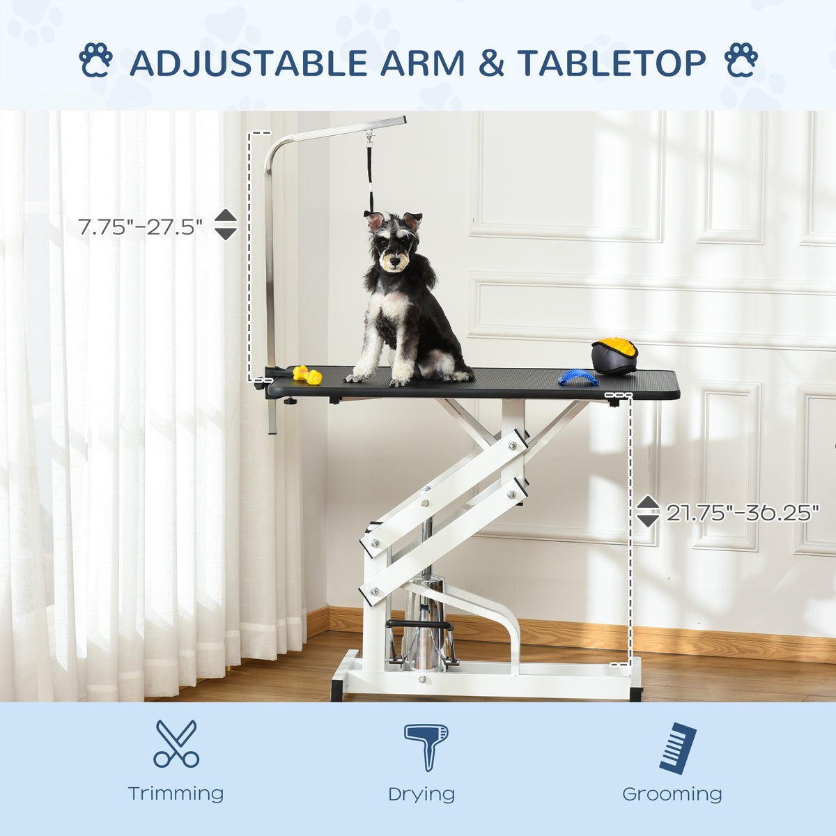 Hydraulic Pet Grooming Table - Adjustable Z-Frame Black 42.5"-Dogs-DECOROLALA
