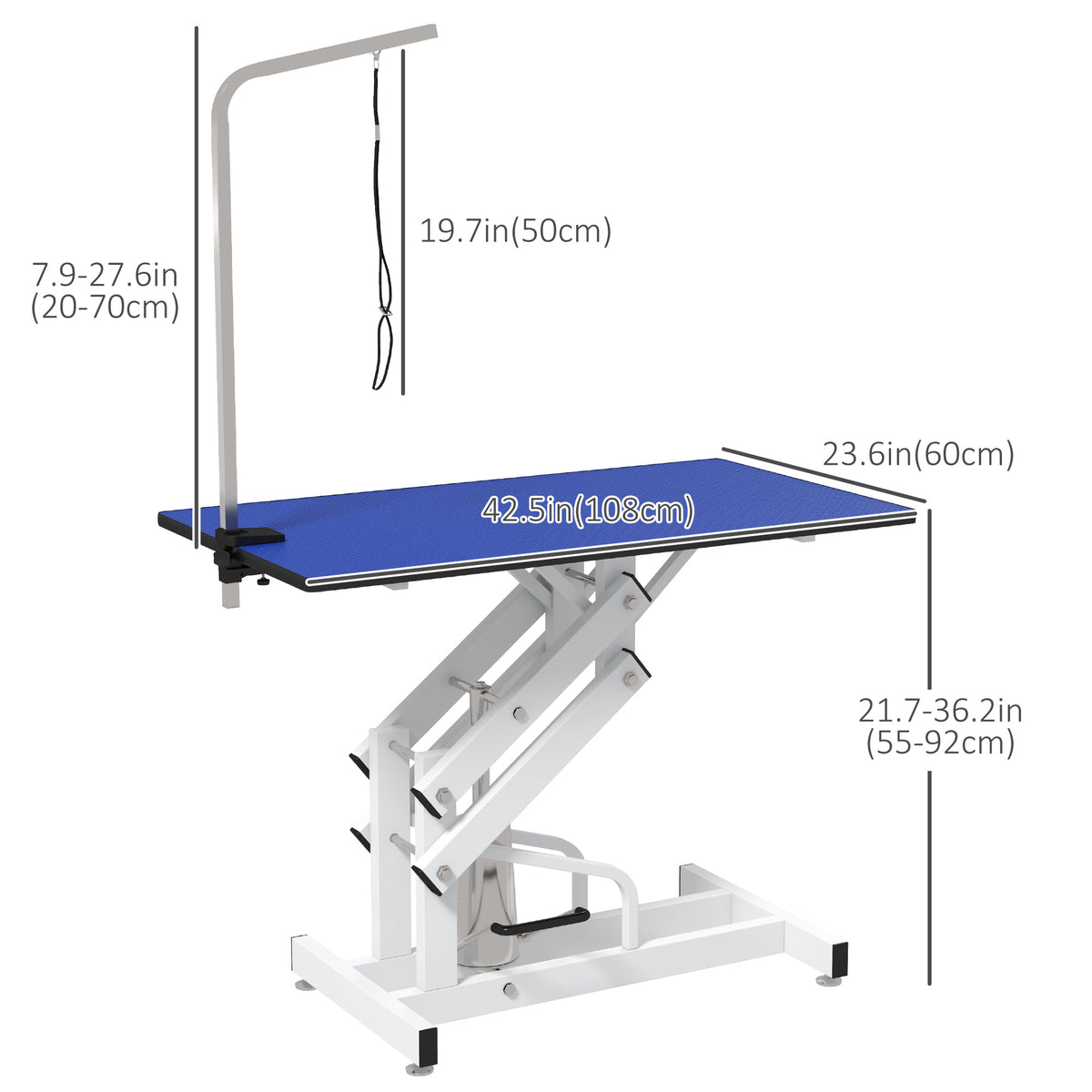 Hydraulic Pet Grooming Table - Adjustable Z-Frame Blue 42"-Dogs-DECOROLALA