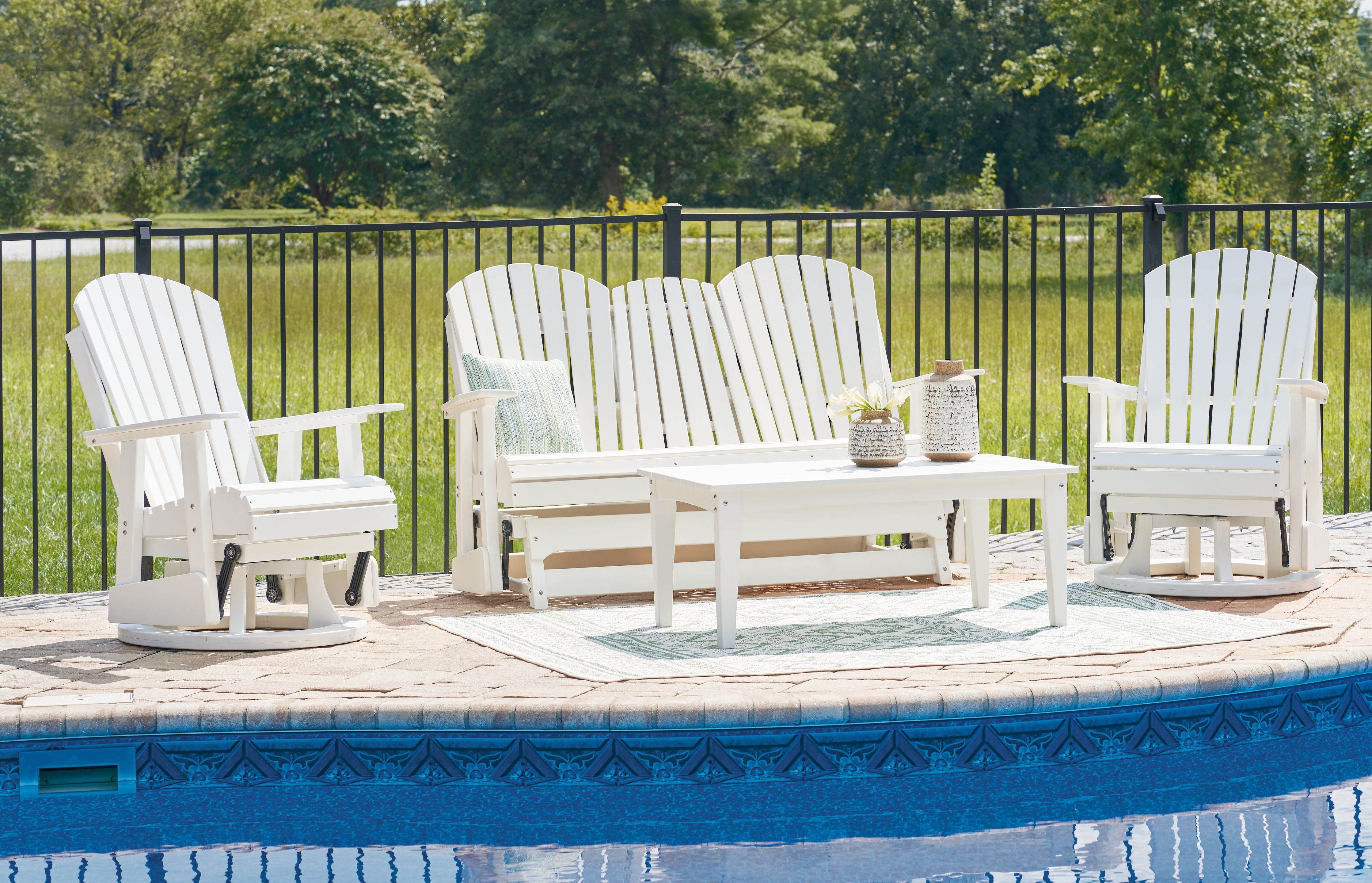 Hyland Wave Outdoor Glider Loveseat Set - Black-3 Piece Outdoor Sets-DECOROLALA