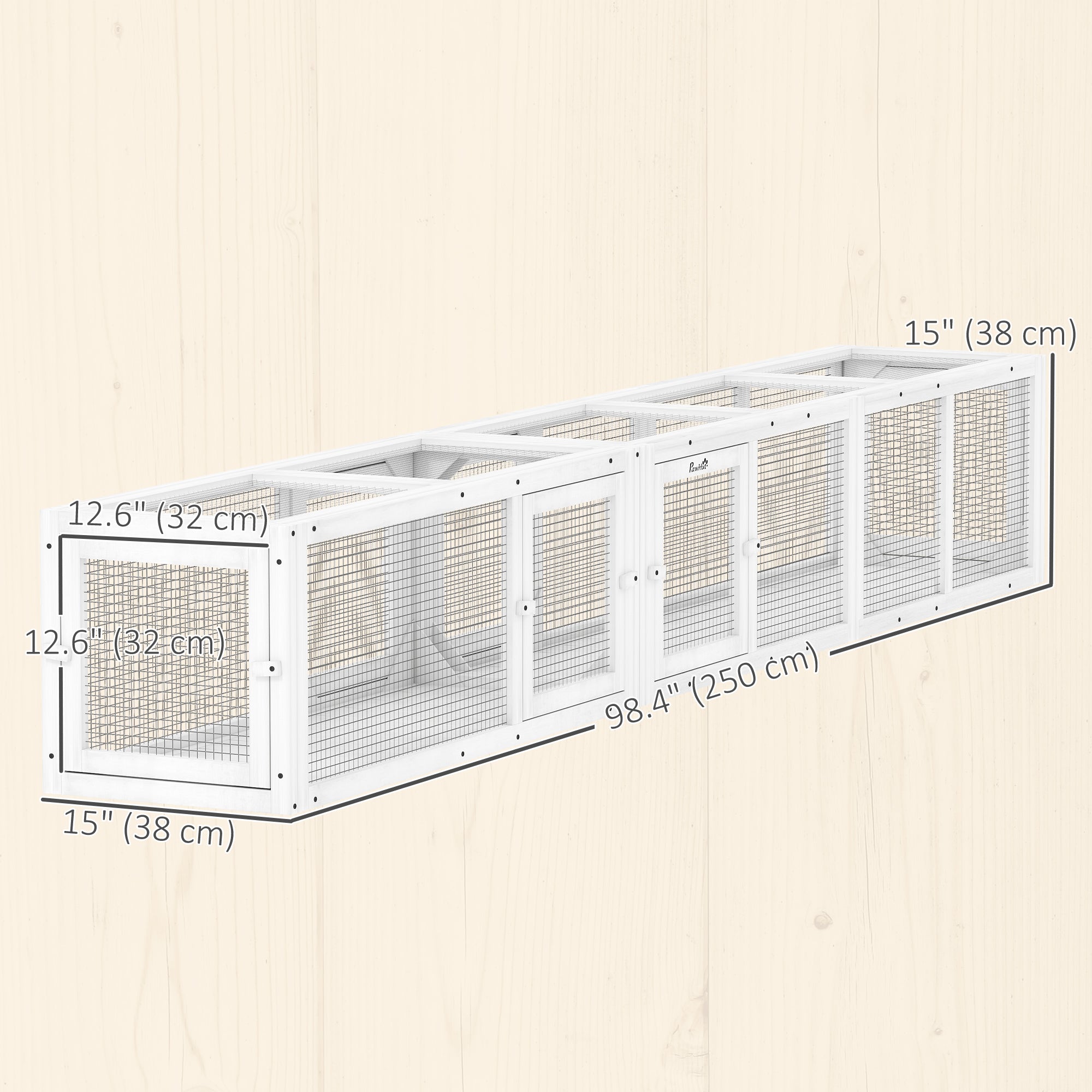 Cat Tunnel, Outdoor Cat Enclosure with Combinable Design, 8 Doors, 98" Kitty Toys for House, Window, Cage, White