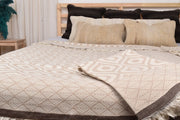 IKAT Beige Turkish Throw 60"x72" Organic Cotton-Turkish Throw-DECOROLALA