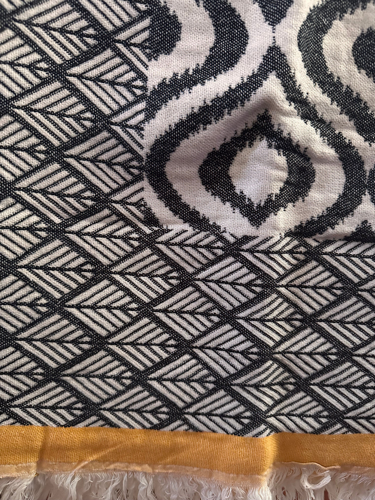 IKAT Yellow Turkish Throw - 60"x72" Organic Cotton-Throw Blankets-DECOROLALA