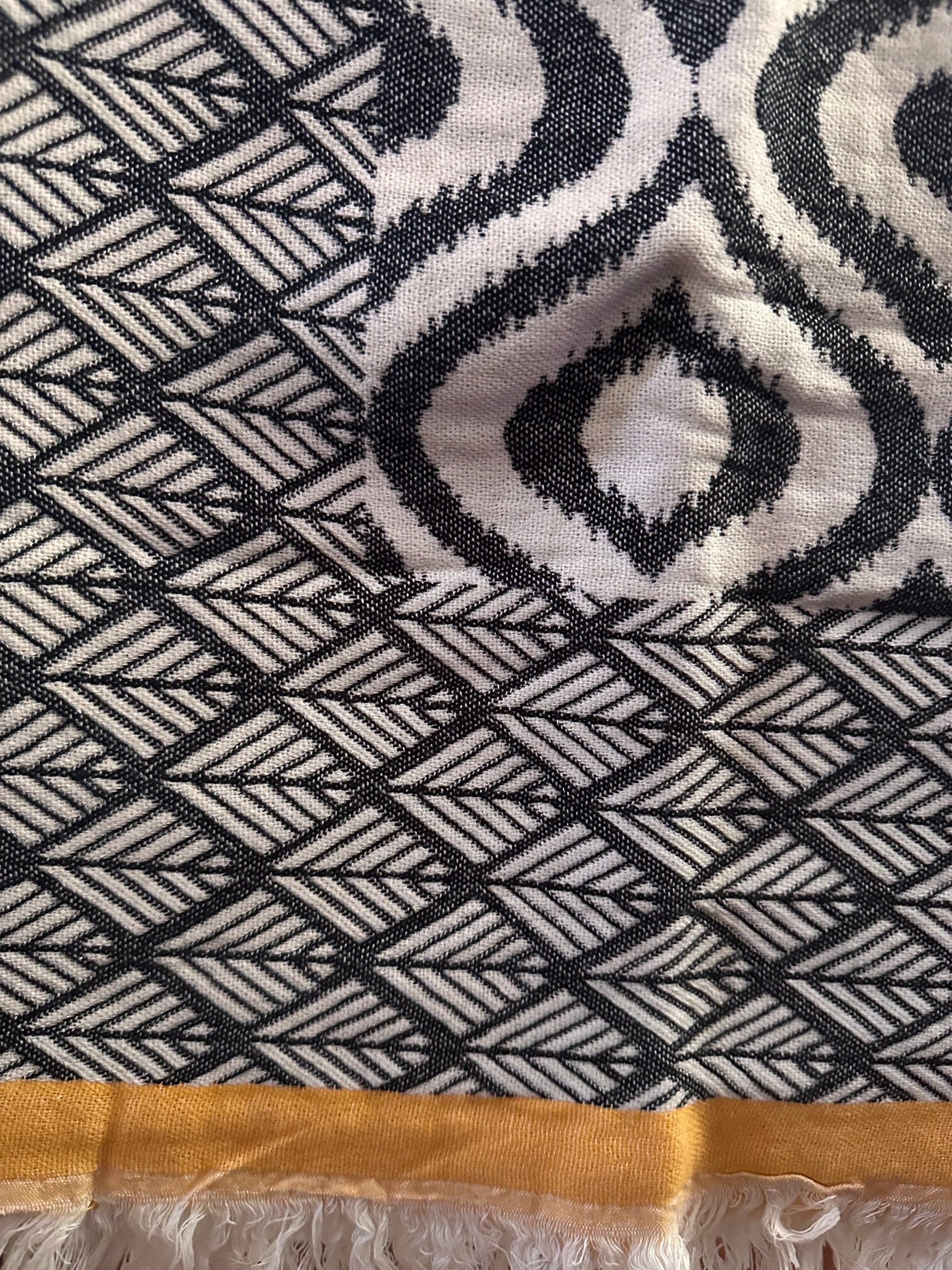 IKAT Yellow Turkish Throw - 60"x72" Organic Cotton-Turkish Throw-DECOROLALA
