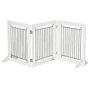 Barrière pour animaux autoportante, barrière pliante pour chiens avec 2 pieds de support, hauteur de 24", 3 panneaux, pour petits chiens, usage intérieur – blanche