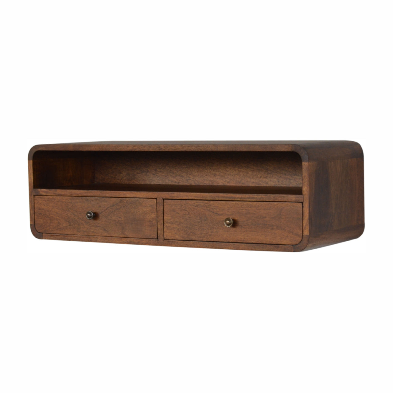 Floating Chestnut Console Table - Solid Mango Wood Wall-Mounted