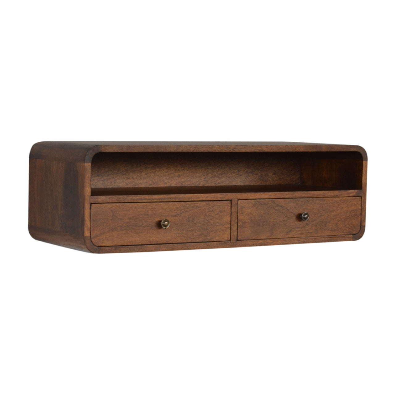 Floating Chestnut Console Table - Solid Mango Wood Wall-Mounted