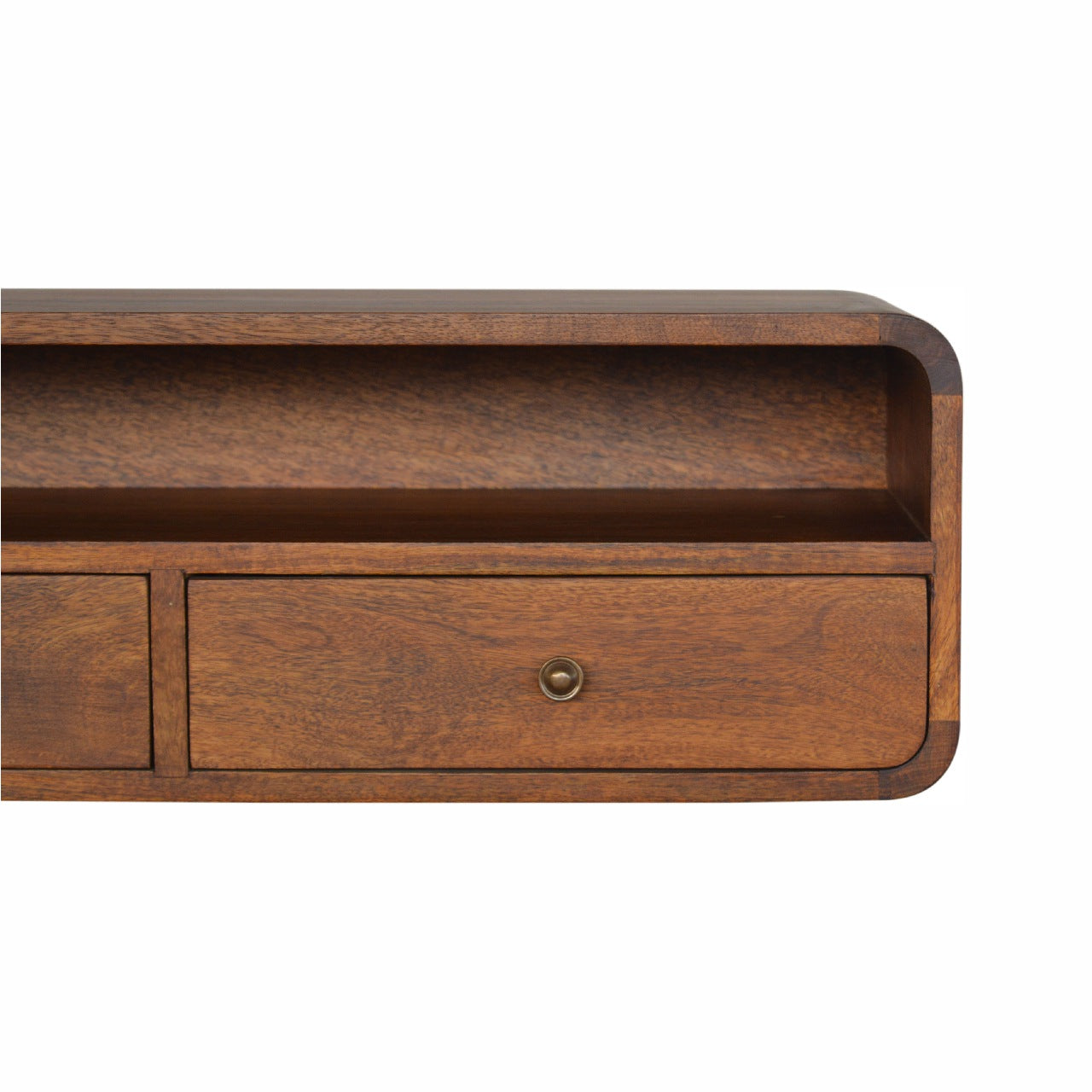 Floating Chestnut Console Table - Solid Mango Wood Wall-Mounted