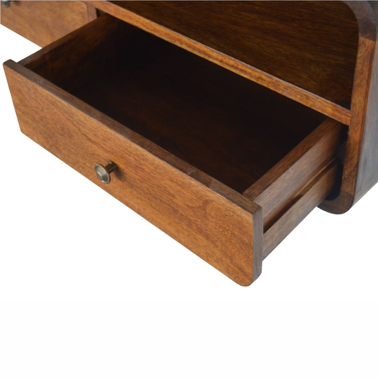 Floating Chestnut Console Table - Solid Mango Wood Wall-Mounted